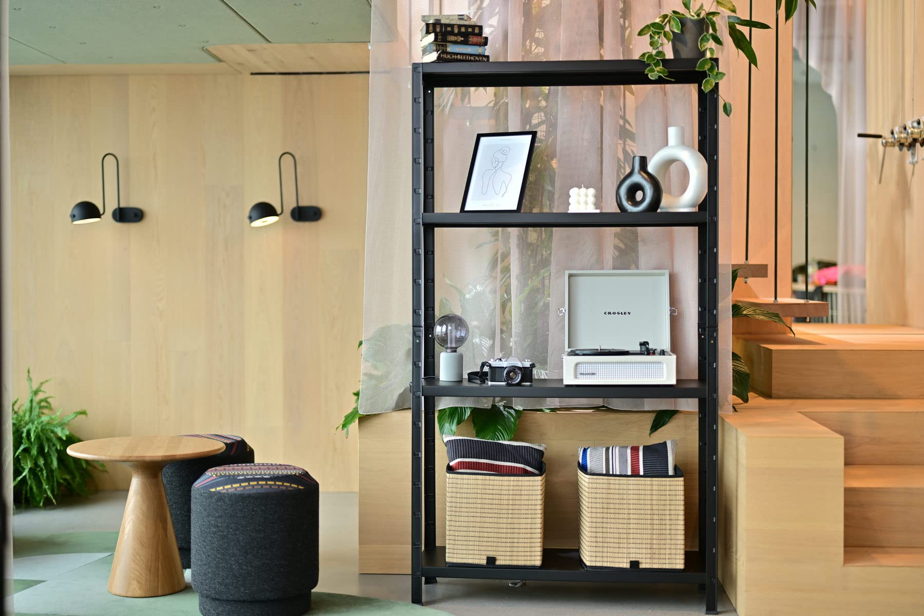 SCHULTE Regalwelt Steckregal mit 4 PowerMAX Fachböden, 70 kg Tragkraft, 200x100x50 cm (HxBxT), schwarz-Struktur, Lagerregal, Werkstattregal, Kellerregal, Garagenregal, Metallregal