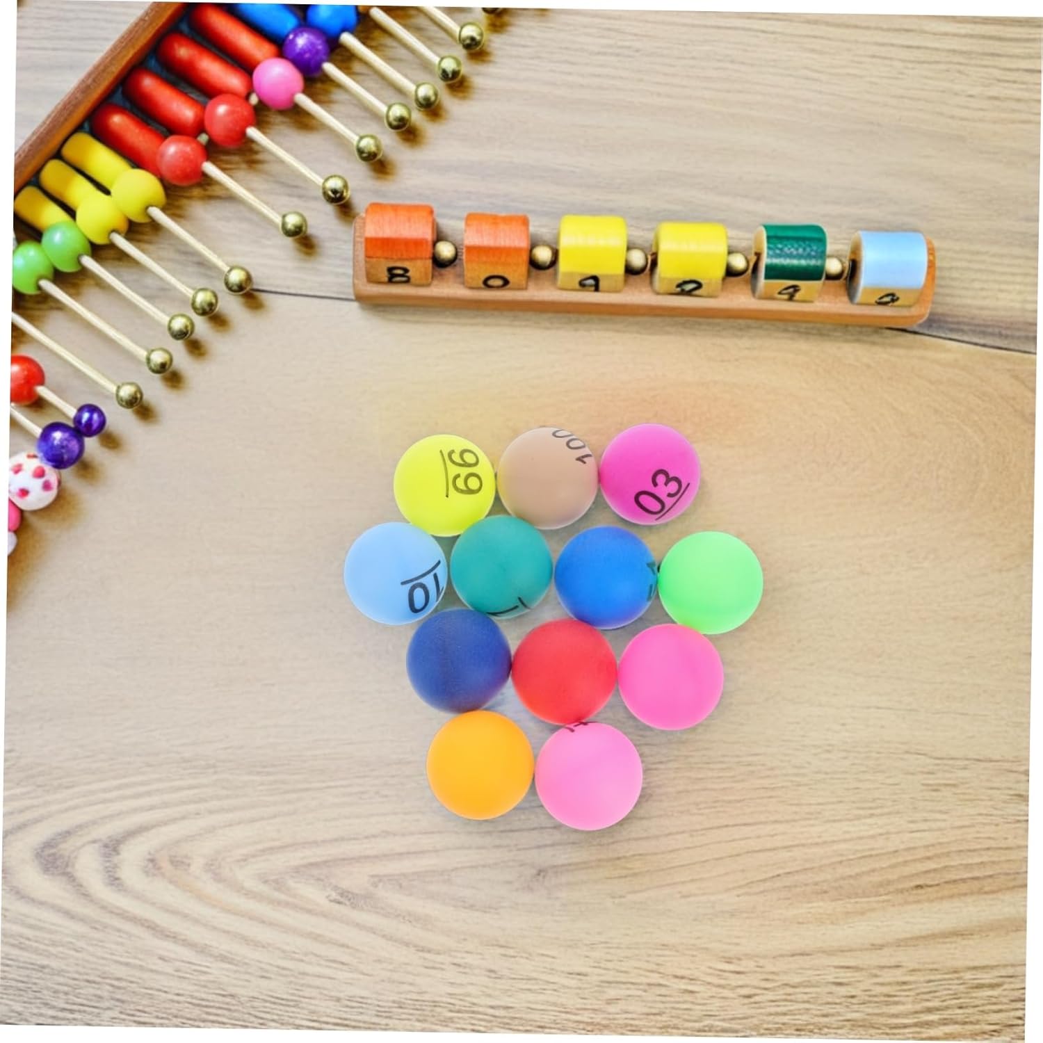 100pcs Plastic Mixed Pong Balls Lottery Balls Numbers for Bingo Games Decorations and Parties