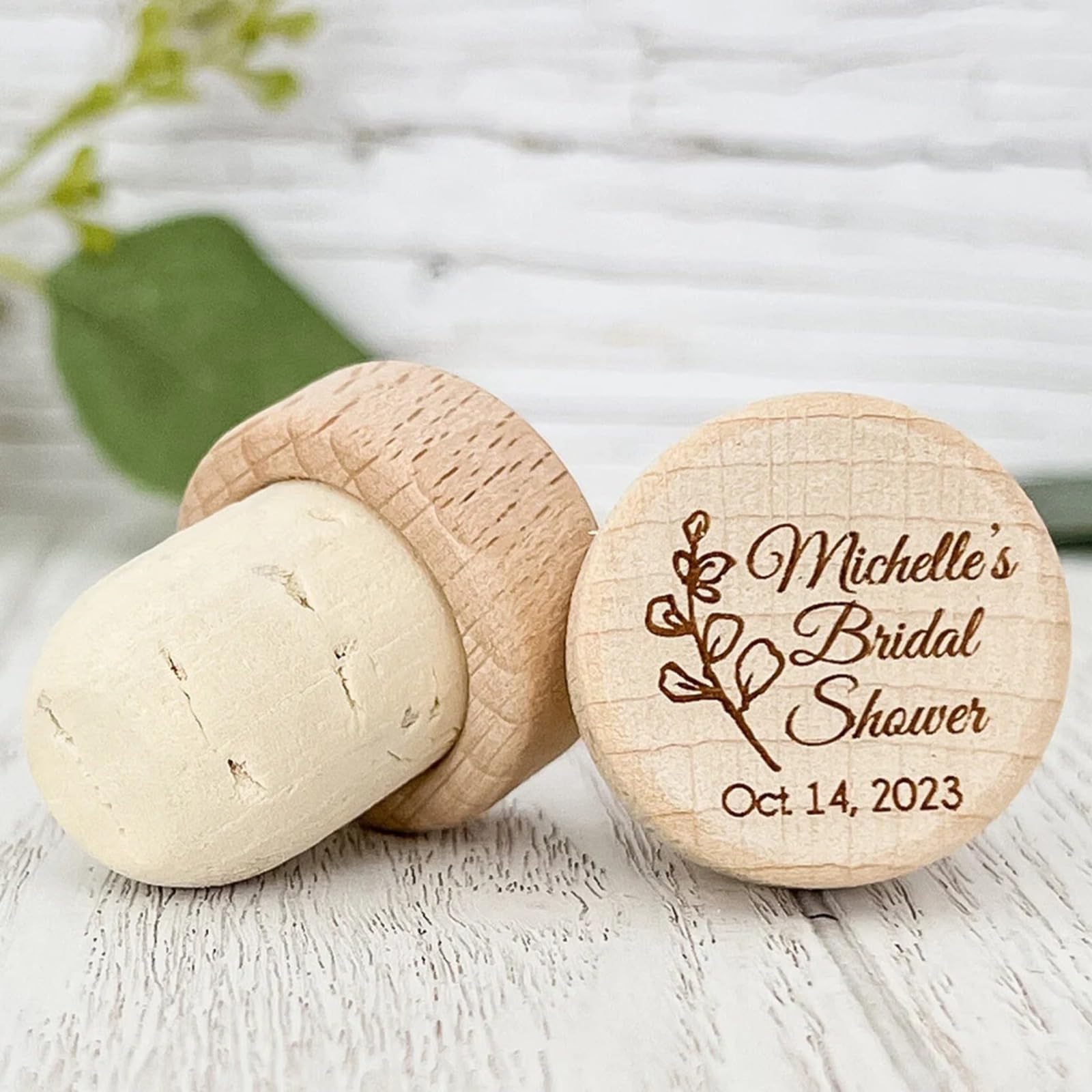 MXN Personnalisé Bouchon De Bouteille De Vin Gravé en Bois Et Liège,Cadeaux Invités Mariage,Cadeau Personnalisé Mariage Anniversaire Fêtes des Pères,Cadeau Invites Mariage (90pcs)