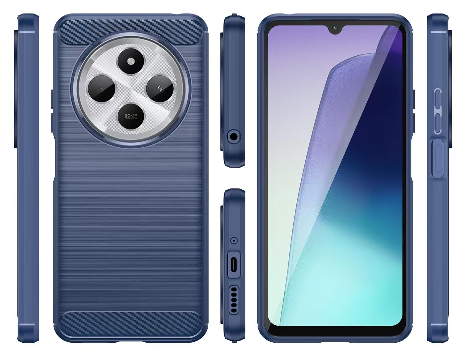 HTXWXJC Phone Case for Redmi 14C Case, Xiaomi Poco C75 Case, Shockproof Cover TPU Protective Cases Anti-Scratch Military Grade Cover for Xiaomi Poco C75 Redmi 14C Blue