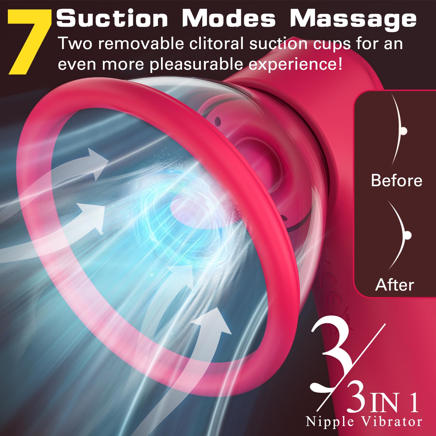 Pussy Pump Sex Toys - 3 in 1 Suction/Licking/Vibration Female Nipple Pussy Sucker Automatic Vacuum Vagina Pump, Women Sex Toys - Pumps & Enlargers for Women Sexual Enhancers Clit Nipple Stimulation