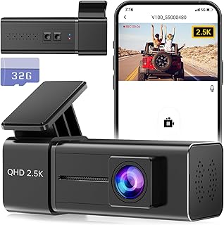 Dash Cam Front WiFi 2.5K 1440P Car Camera, Mini Dash Camera for Cars, Wireless Dashcams with App, Night Vision, 24H Parking Mode, G-Sensor, Loop Recording, Free 32G Card, Support 256GB Max…