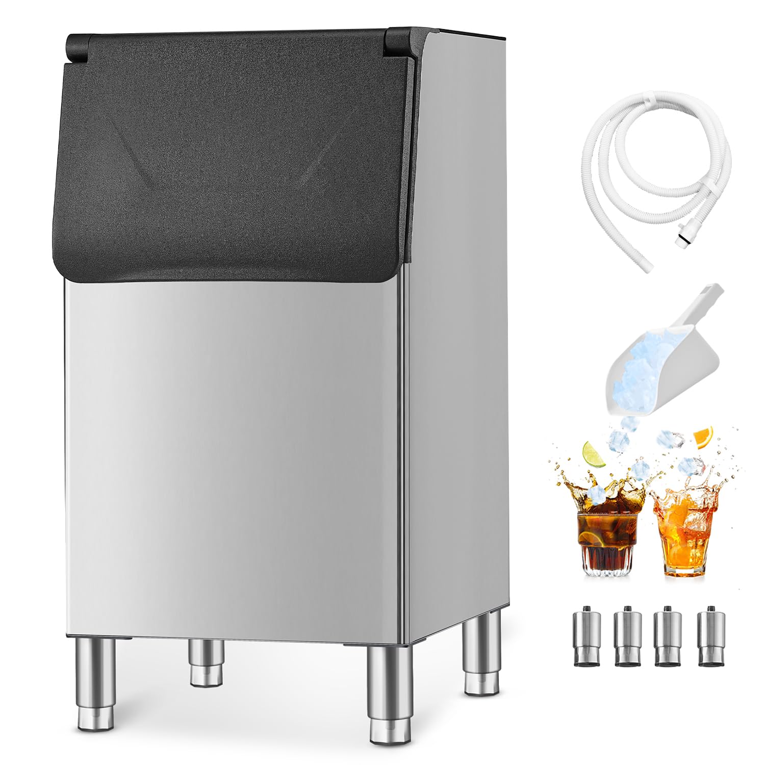 VEVOR Commercial Ice Maker Storage Bin, 300 LBS Capacity Ice-Bin, Commercial Ice Storage Bin with Adjustable Anti-Slip Rubber Feet, Suitable for Restaurant Hotel and Beverage Shops