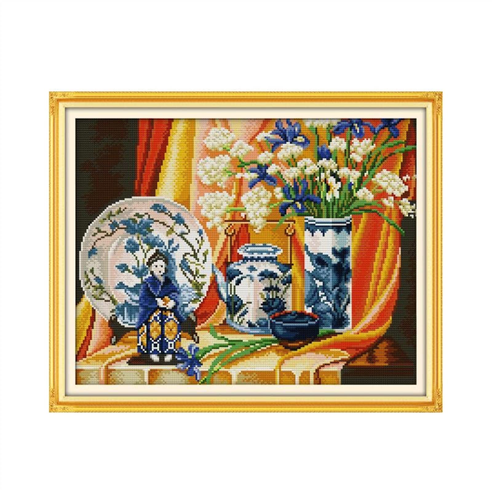 Broderie point de croix céramique kit 11ct pour décoration salon