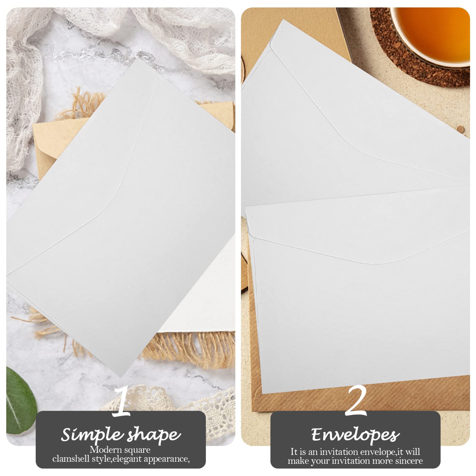 50pezzi Buste Kraft Per Matrimonio e Speciali Buste Eleganti Carta Riciclata Per Biglietti Compleanno Cerimonie e