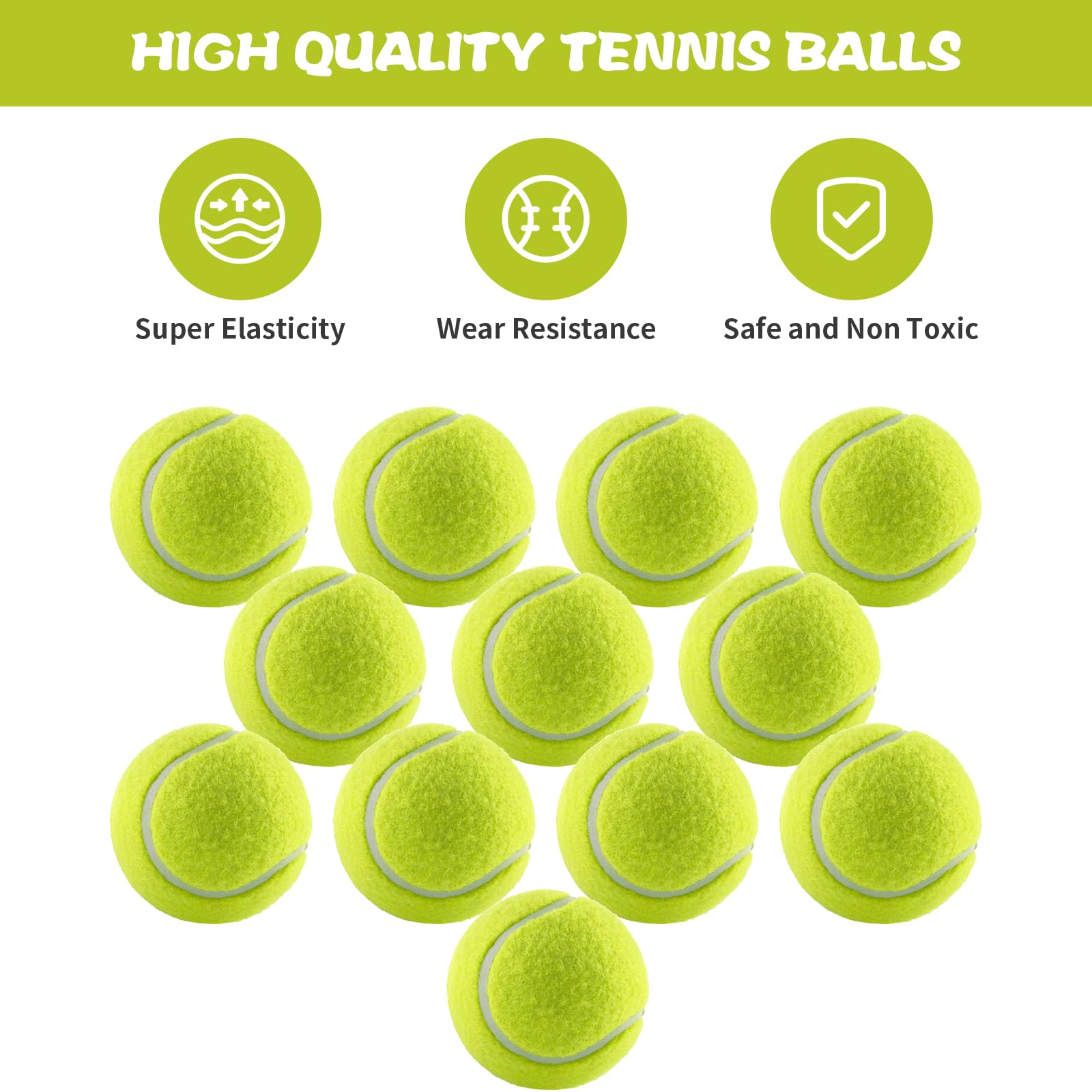 Pelotas de Tenis 12 Piezas para Práctica, Principiantes, Máquinas y Perros