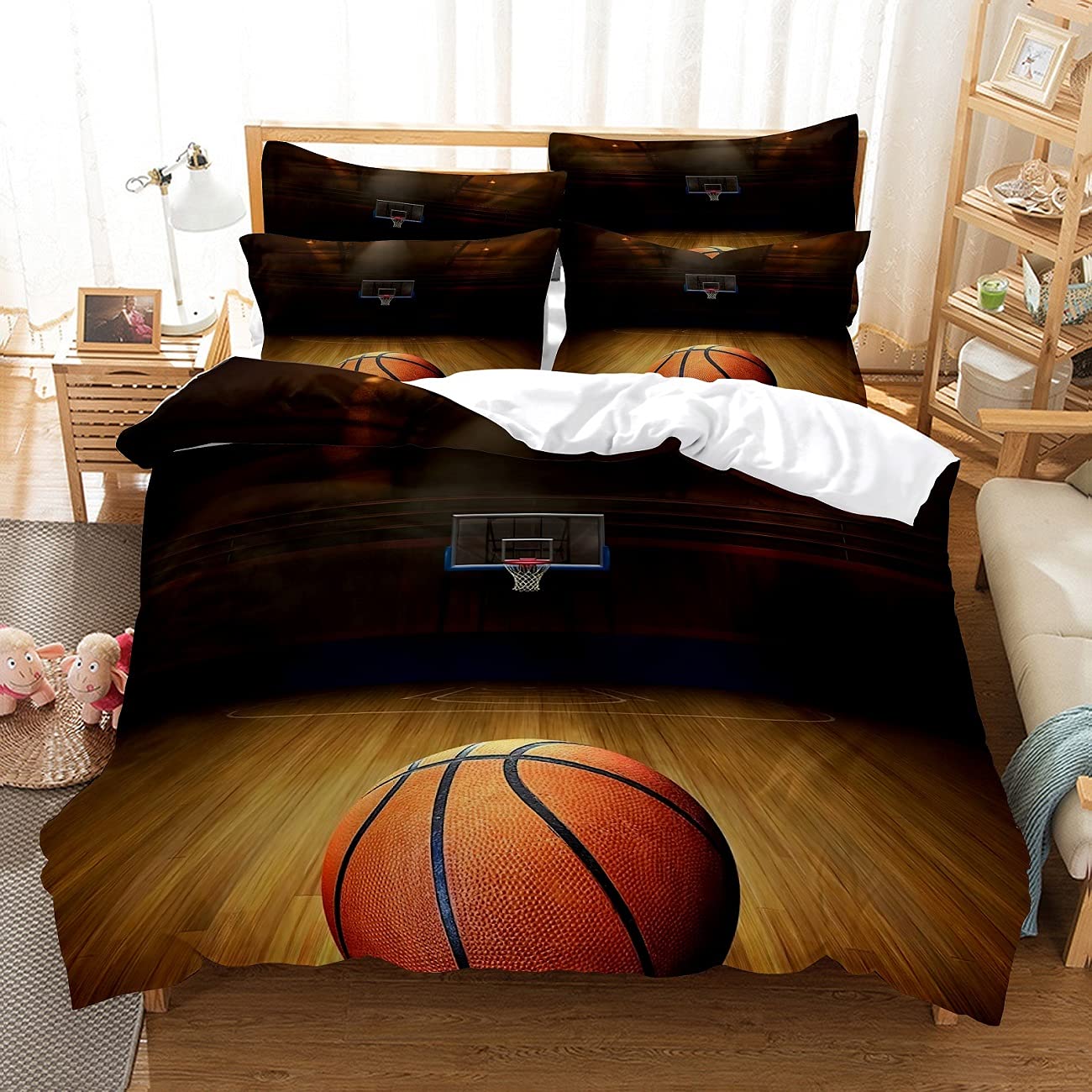Housse de couette enfant basket noir pour une chambre d'ado passionné de sport