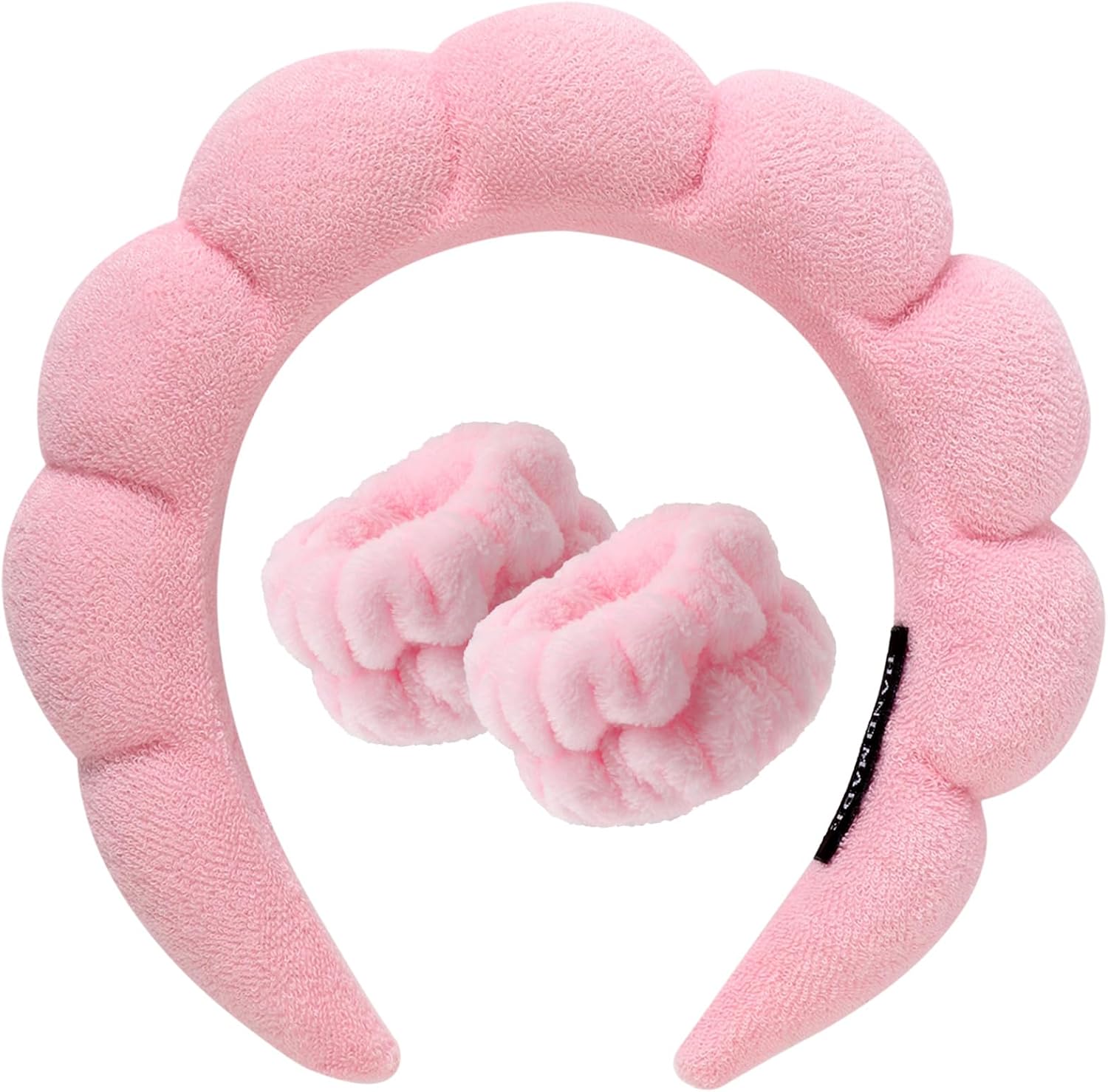 DRESHOW Diadema Spa para Lavarse la Cara Set de Muñequeras Esponja de Rizo Suave Maquillaje Cuidado de la Piel Diadema Antideslizante para Mujer