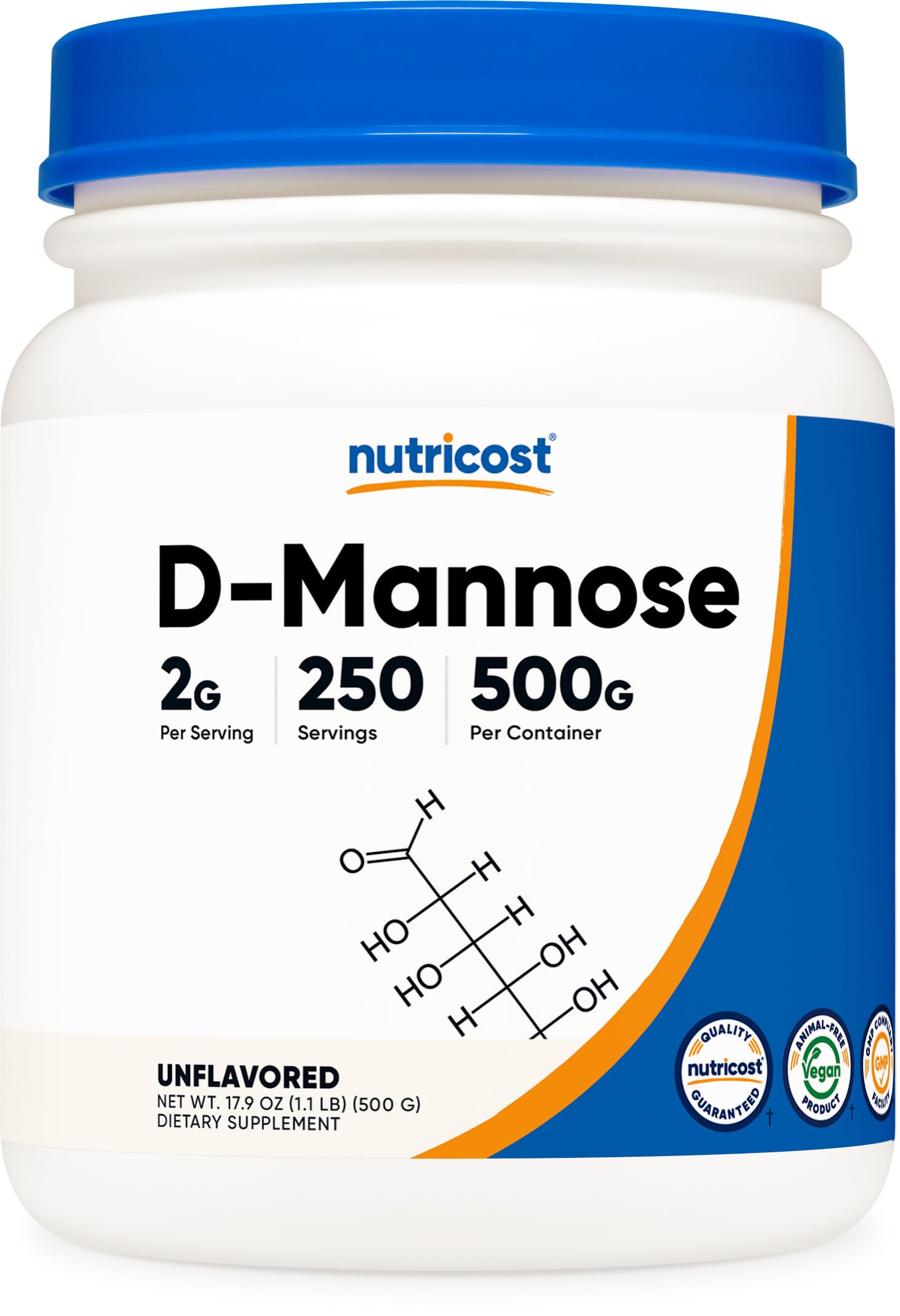 Nutricost 500 Gms: D-Mannose Powder 500 Gms, 2G Serving, Non-Gmo, Gluten Free