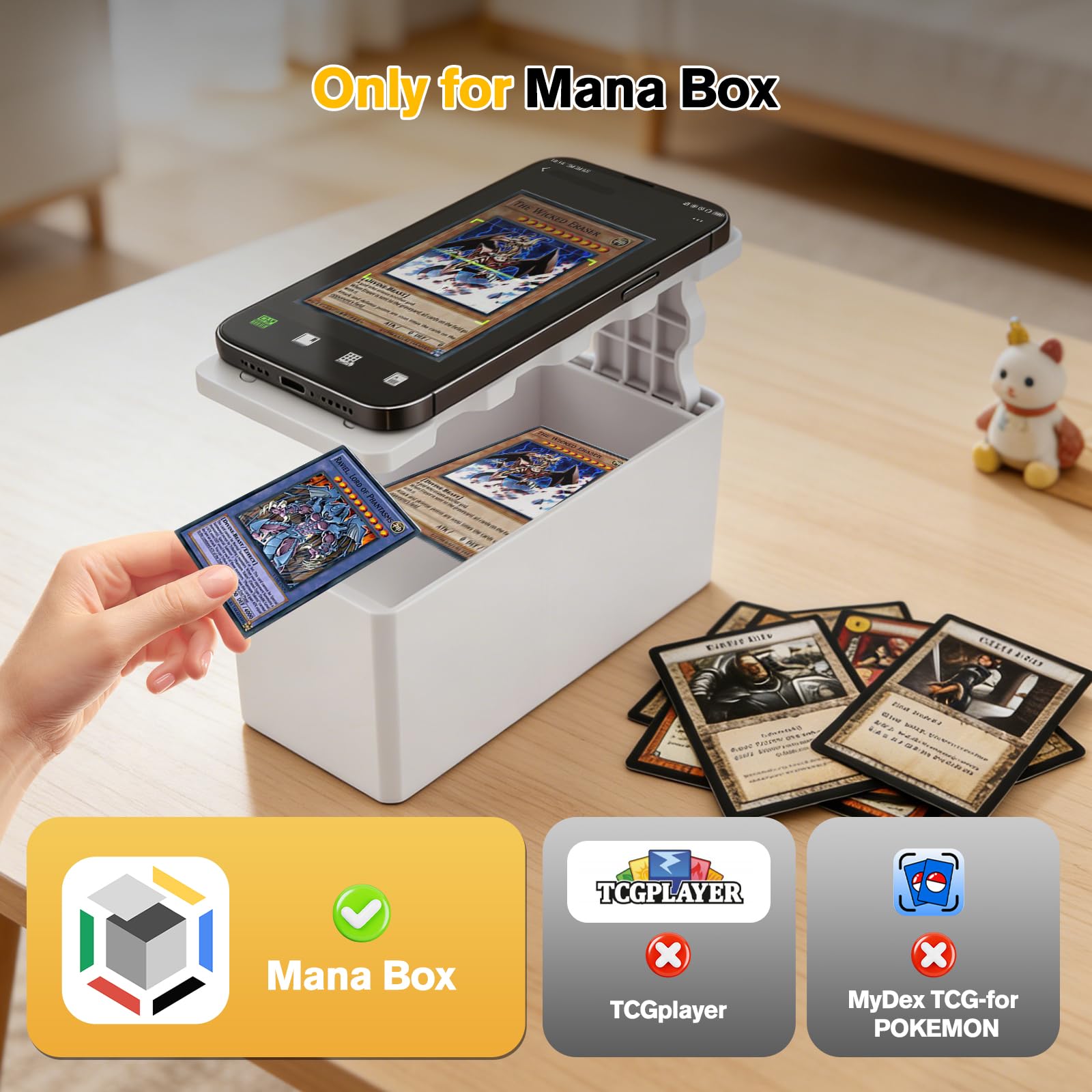 Scanner de cartes, support pour cartes à collectionner MTG/TCG - Support de téléphone portable ABS pour numériser et comparer les prix, hauteur réglable et compatible avec ManaBox et toutes les