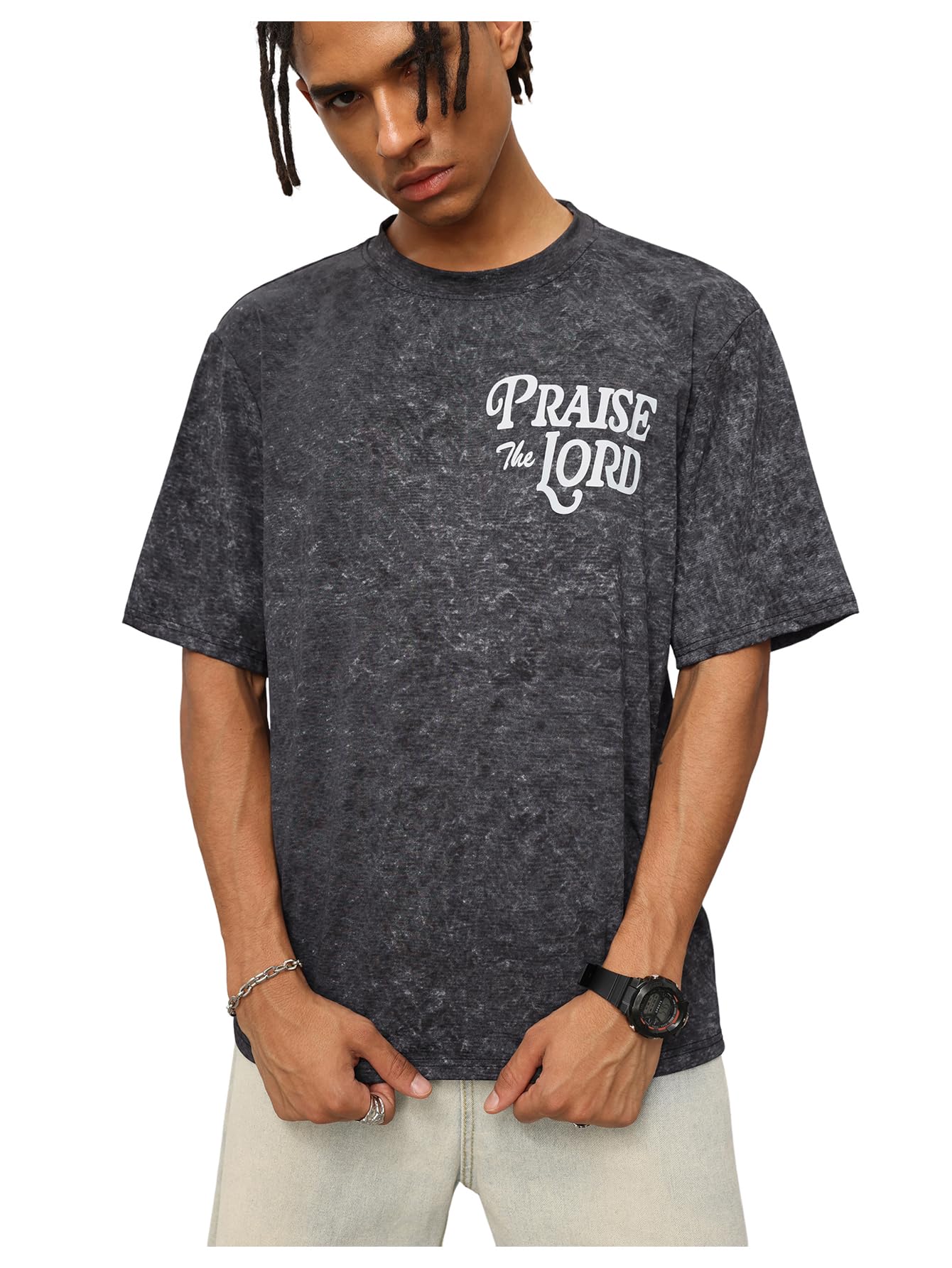 Men's Letter Graphic Tees Short Sleeve Crew Neck T Shirt Vintage Summer Tops Streetwear