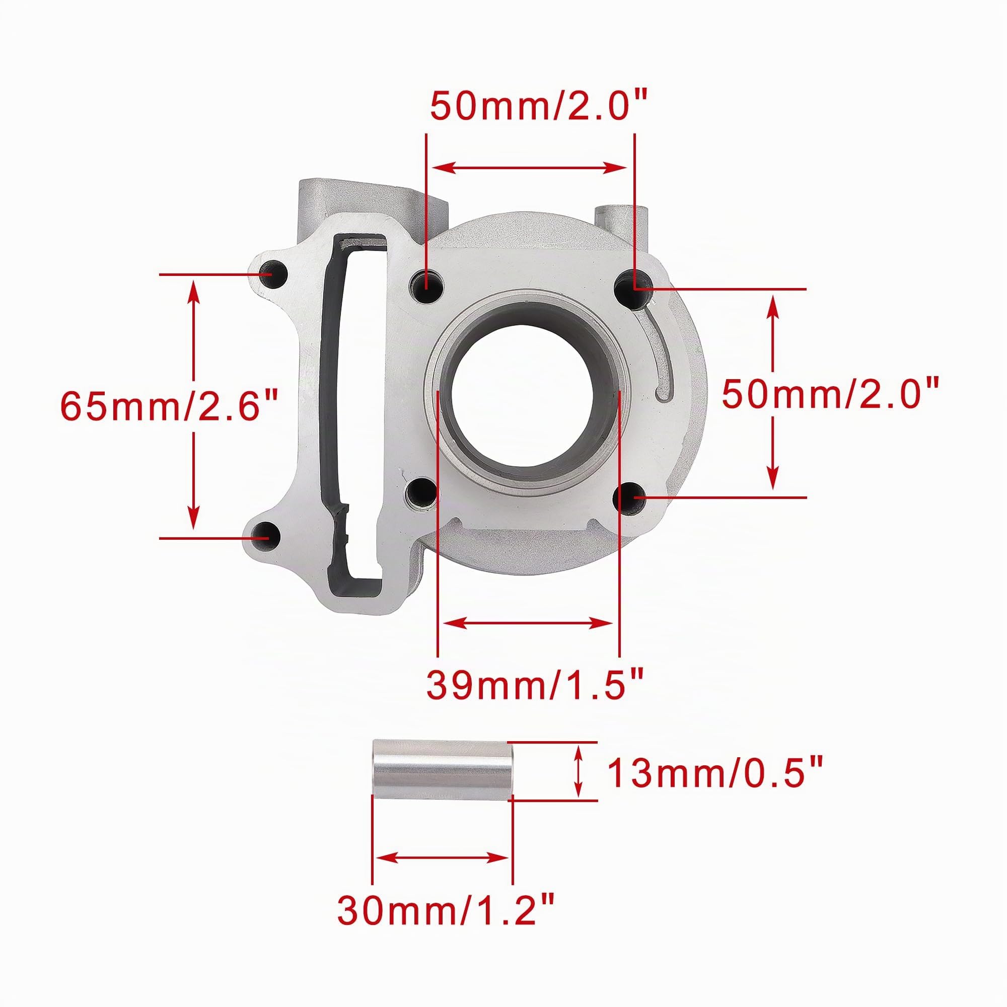 WOOSTAR 39mm Cylindre avec Kit de Segments de Piston Remplacement pour 4 Temps GY6 49cc 50cc 139QMA 139QMB Moteur ATV Quad Scooter Cyclomoteur