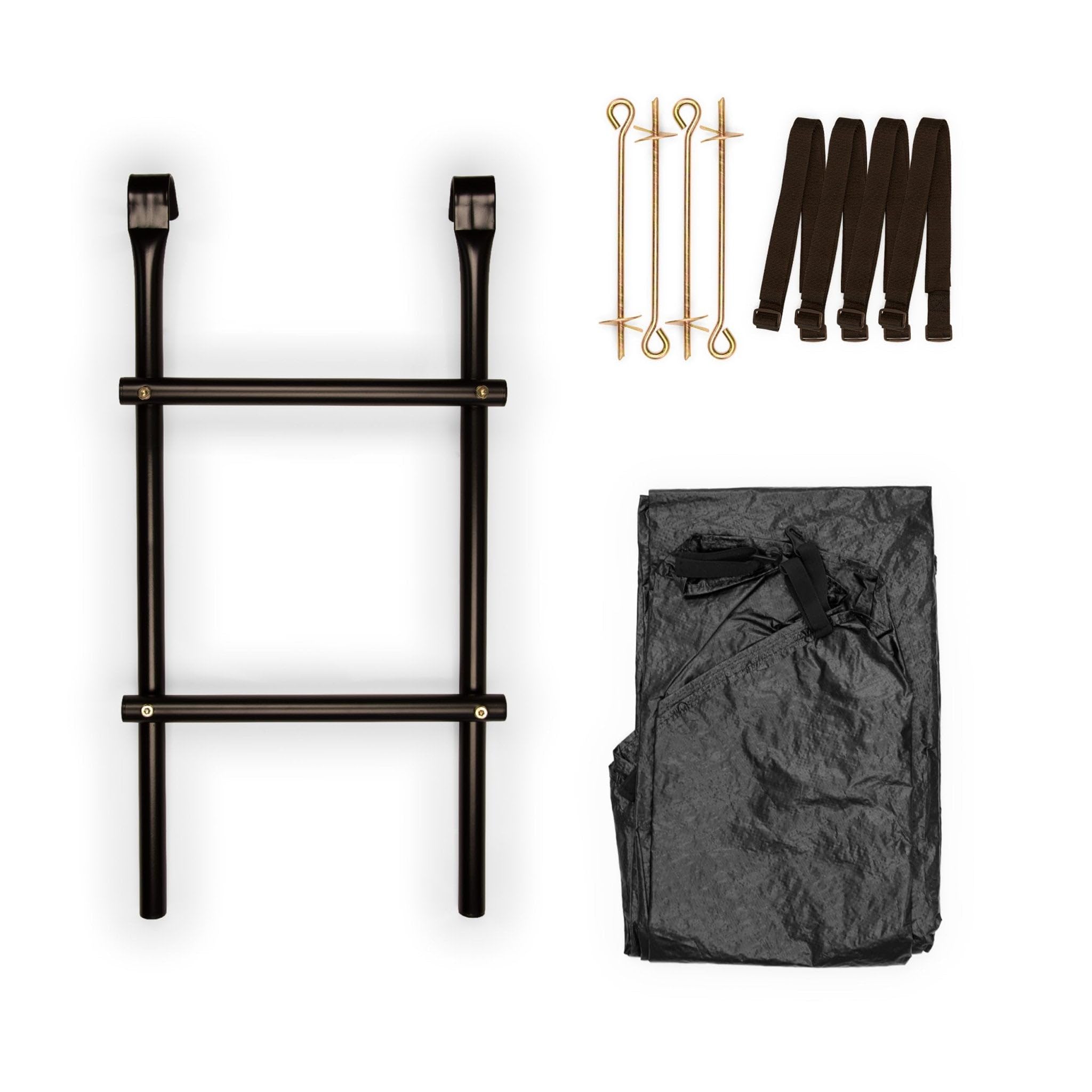 TP Toys - 8ft Trampoline Accessory Kit - Includes Premium Powder Coated Steel Ladder, Heavy-Duty PVC Tailored Cover With Drainage Holes, and Metal Anchor Down Kit. Trampoline Ground Kit, 6 Years+