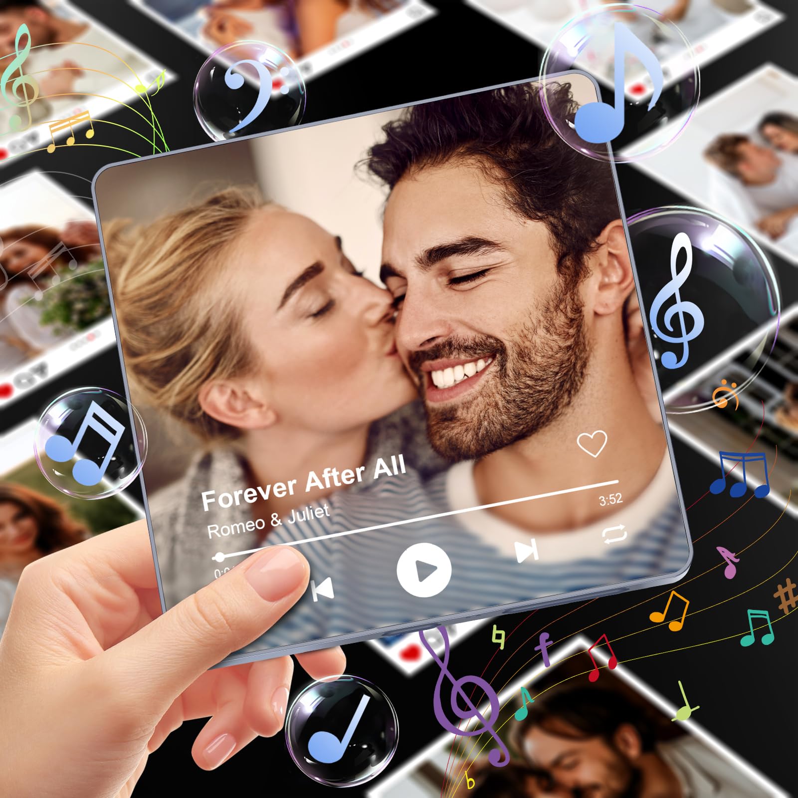 UNIGIFTCustom Music Fridge Magnet Personalized Gifts for Boyfriend Girlfriend Women Men on Christmas Valentines Day Anniversary, Photo Gifts for Wife Husband Couples Best Friend (Recording Support)