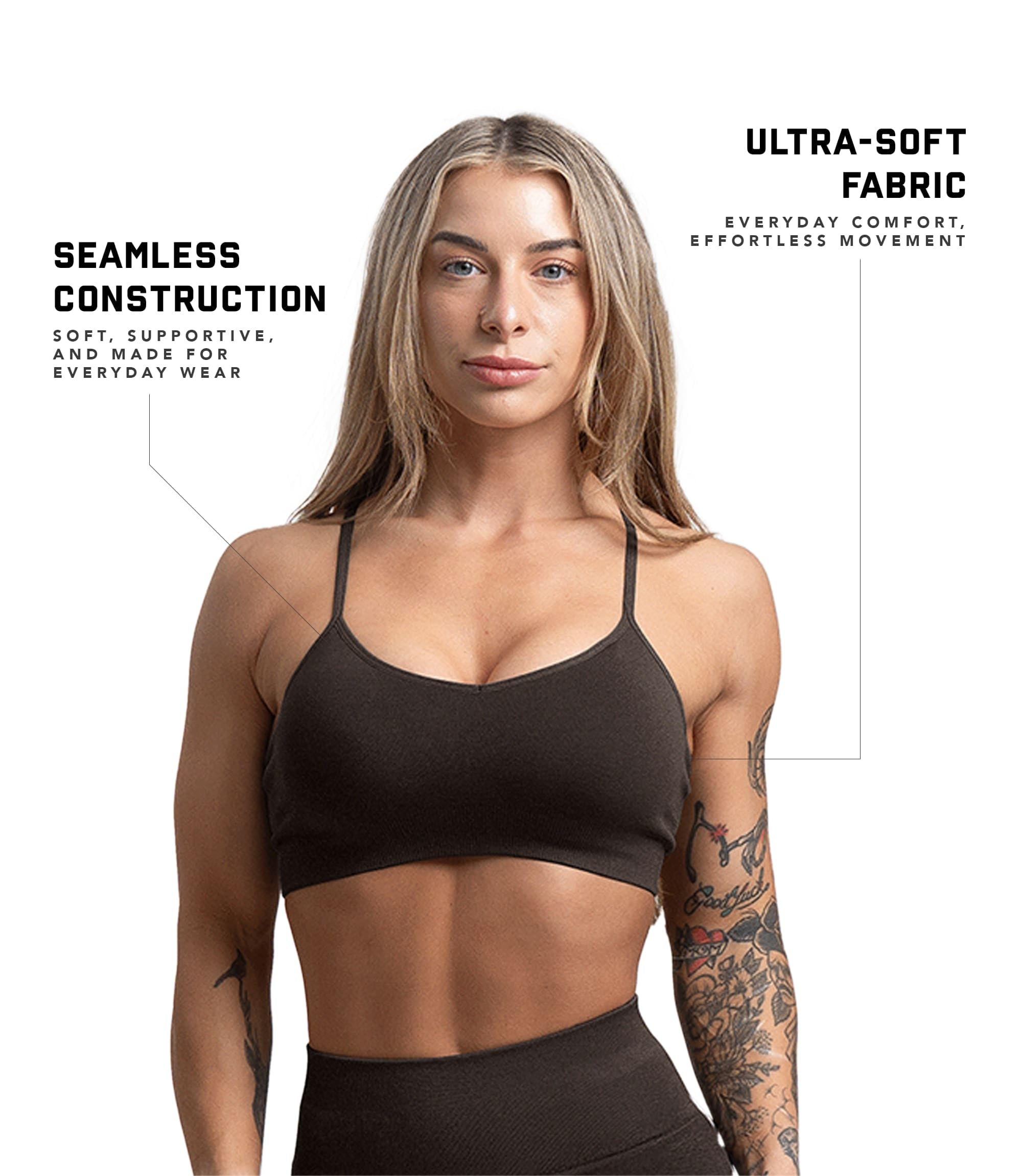 Gymreapers Brasier deportivo sin costuras para mujer, brasier acolchado de compresión sin varillas para gimnasio, yoga y fitness