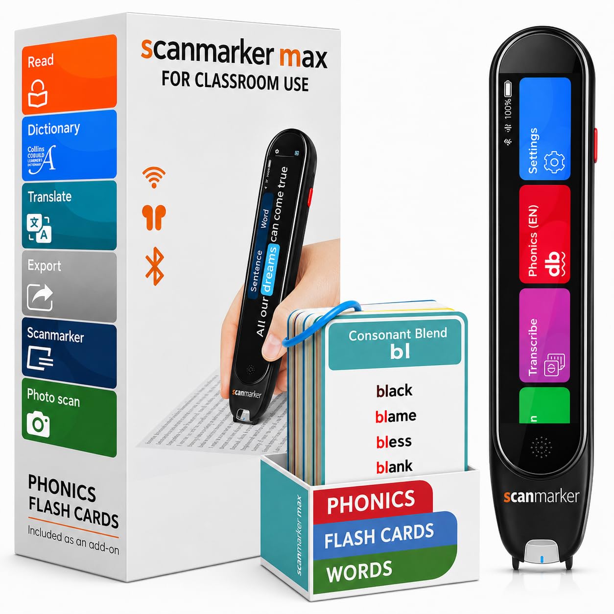 Scanmarker Max Reading Pen + Phonics Cards Bundle