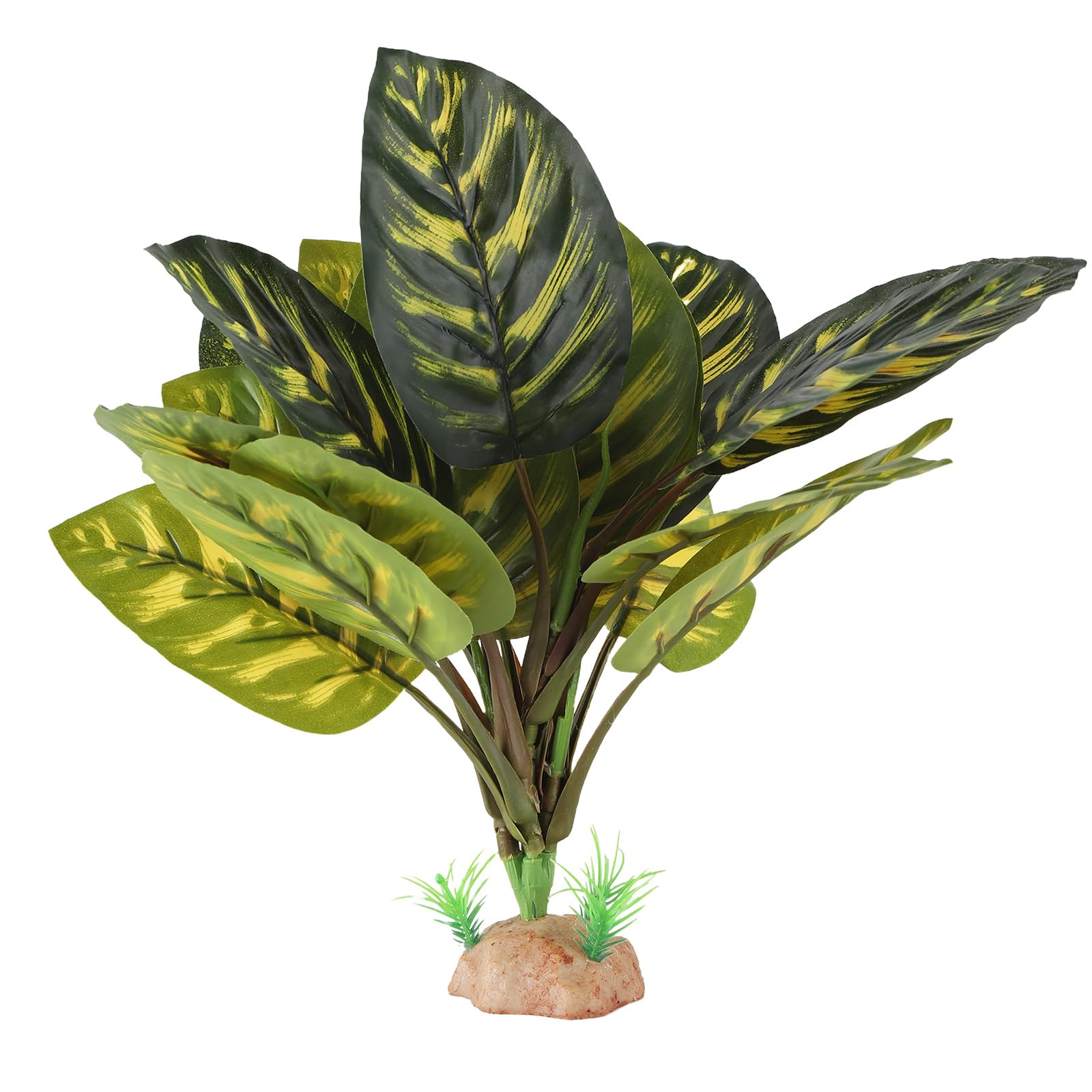 IBWell Terrarium Plants for Reptile Terrarium, Reptile Plants Tortoise Habitat Accessories, Artificial Spider Plant for Gecko, Ball Python, Tortoise Terrarium Décor - Peacock Prayer