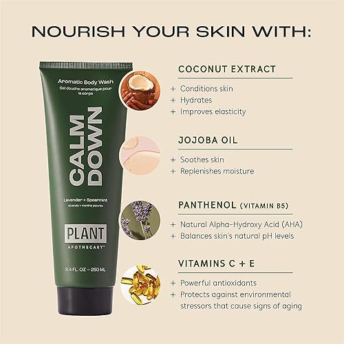 Miniatura 2 de Gel de ducha natural de menta verde para aromaterapia para mujeres y hombres, gel de ducha de 8.4 onzas con lavanda y manzanilla