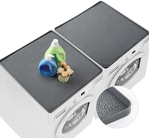 2 fundas para lavadora y secadora para la parte superior de silicona de 25.6 x 25.6 pulgadas, impermeable, cubierta de encimera, cubierta