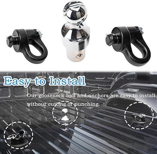 Miniatura 10 de 60618 Puck System Gooseneck Hitch Ball Kitfit for 2013-2023 Dodge RAM 2500 350030K, 2-516-In Ball and 2 Safety Chain Anchor, 30000 lbs GTW  7500 lbs