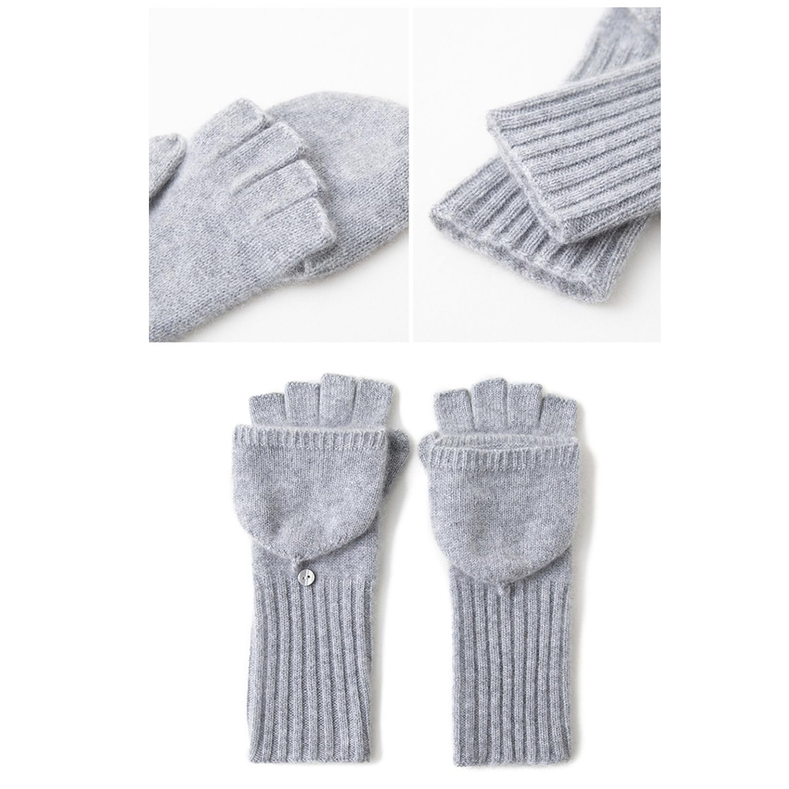 Guantes de invierno unisex de mezcla de lana, guantes de medio dedo con parte superior enrollable, para ciclismo al aire libre, accesorio de mano, accesorio de invierno, guantes de diseño
