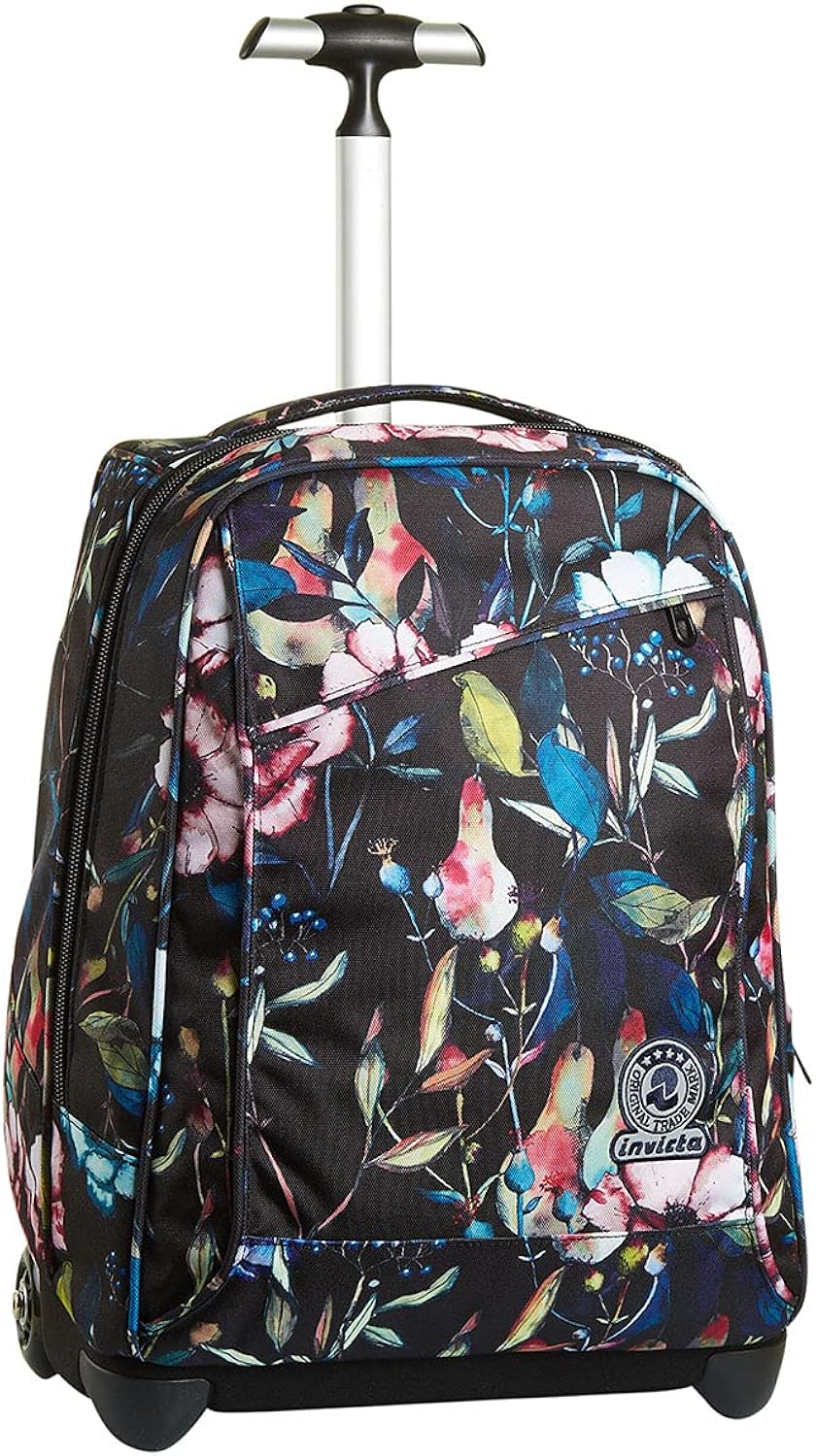 Invicta Trolley Scuola, Nero Fantasia A Fiori, 2 in 1, Doppio Uso, Con Spallacci Uso Zaino, Maxi Capienza, Scuola, Viaggio Tempo libero, Bambine e Ragazze Invicta Trolley Scuola, Nero Fantasia A Fiori, 2 in 1, Doppio Uso, Con Spallacci Uso Zaino, Maxi Capienza, Scuola, Viaggio Tempo libero, Bambine e Ragazze