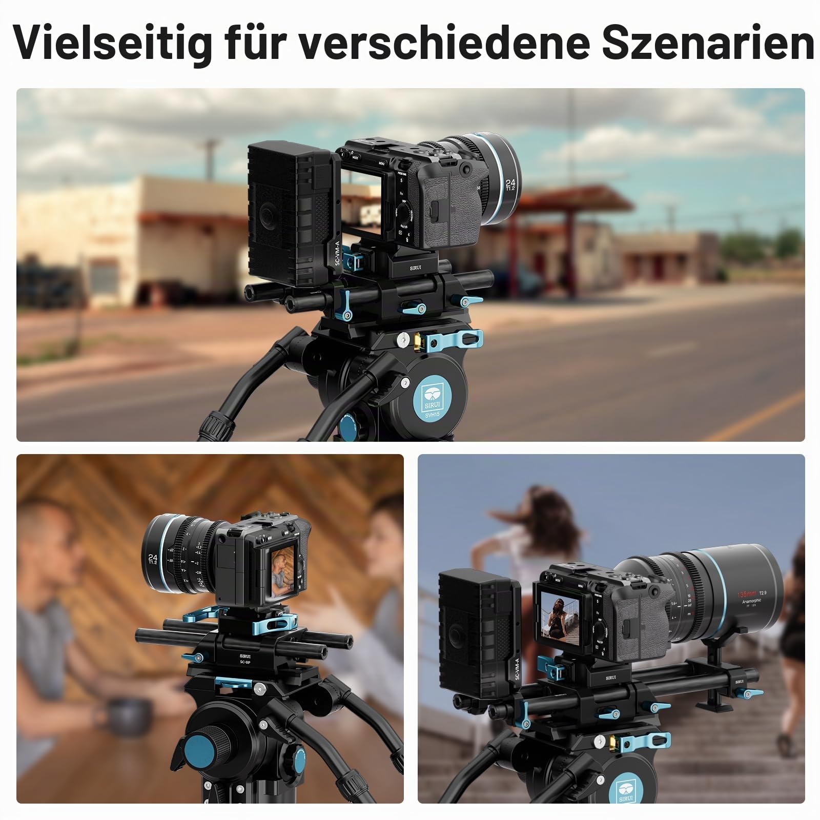 SIRUI 15mm Rod Kohlefaser Stange, universelle 20cm Kameraschienenstangen für 15mm Stangenschienen-Stützsystem, Follow Focus, AM-CR200, 2 Stück