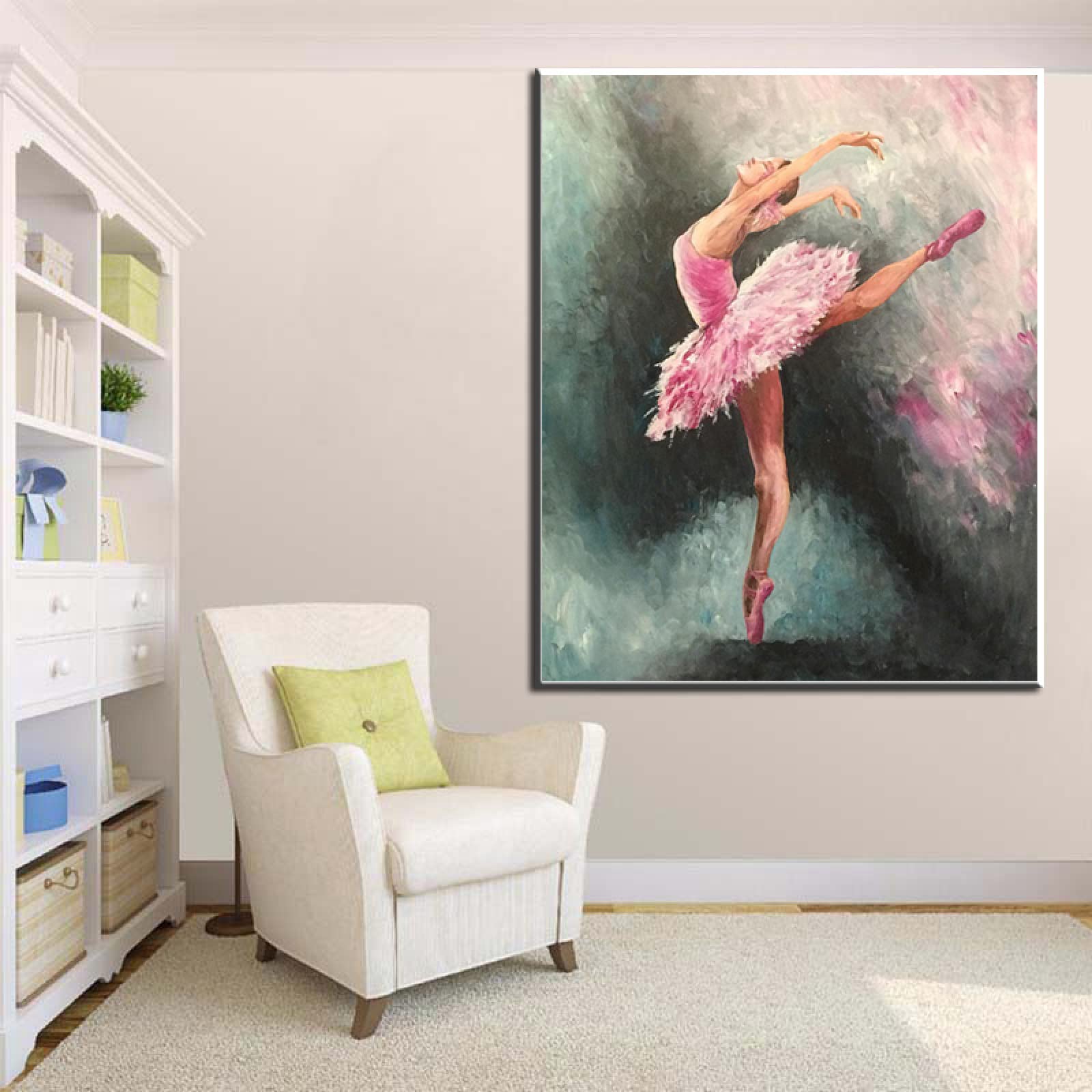 ✨Cuadro Retrato De Bailarina En Lienzo – Decoración Elegante Para Salón Y Dormitorio | Regalo Original Para Ella (40x80cm Sin Marco)