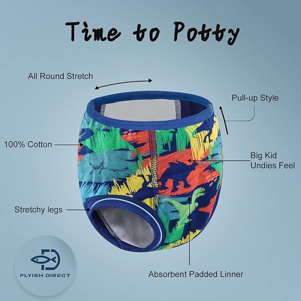 FLYISH DIRECT Potty Training Pants Cotton | Strong Absorbent Toddler Training Pants Boys | Baby Potty Training Underwear 10 Packs | Blue, 5 Years - 3