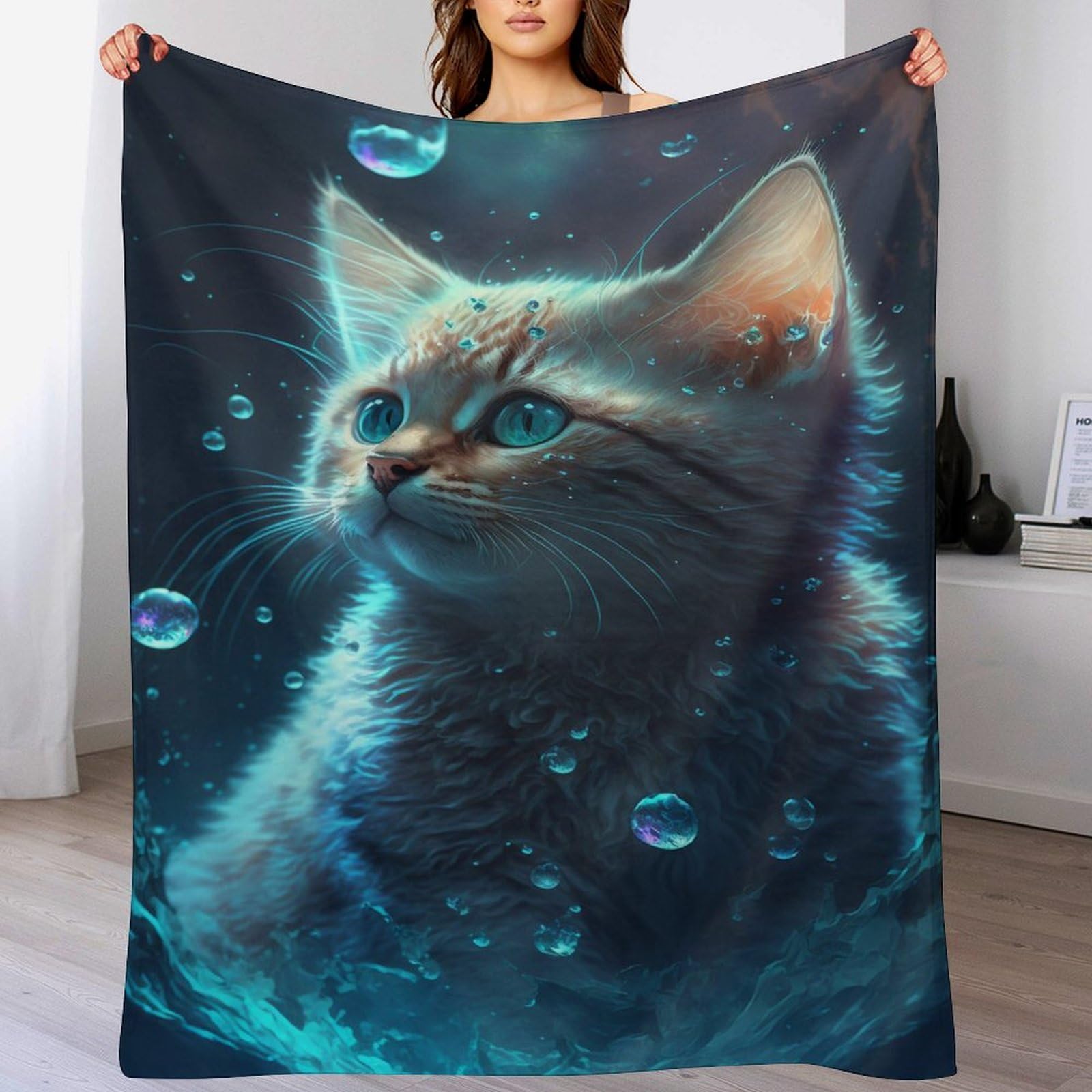 Couverture chat lavable en machine pour éliminer les poils sur le lit