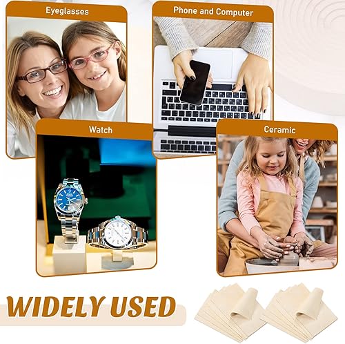 Miniatura 6 de 20 piezas de gamuza precortada para alisar el borde de la olla, gamuza suave, gamuza suave, gamuza de cuero, kit de herramientas de cerámica,