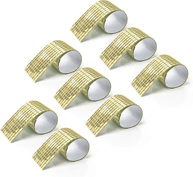 LONGKING 3776 Pieces Self-Adhesive Mirror Tiles, Square Mirror Stickers Mosaic Tiles, Glass DIY Craft Decoration, Disco Ball TilesGold