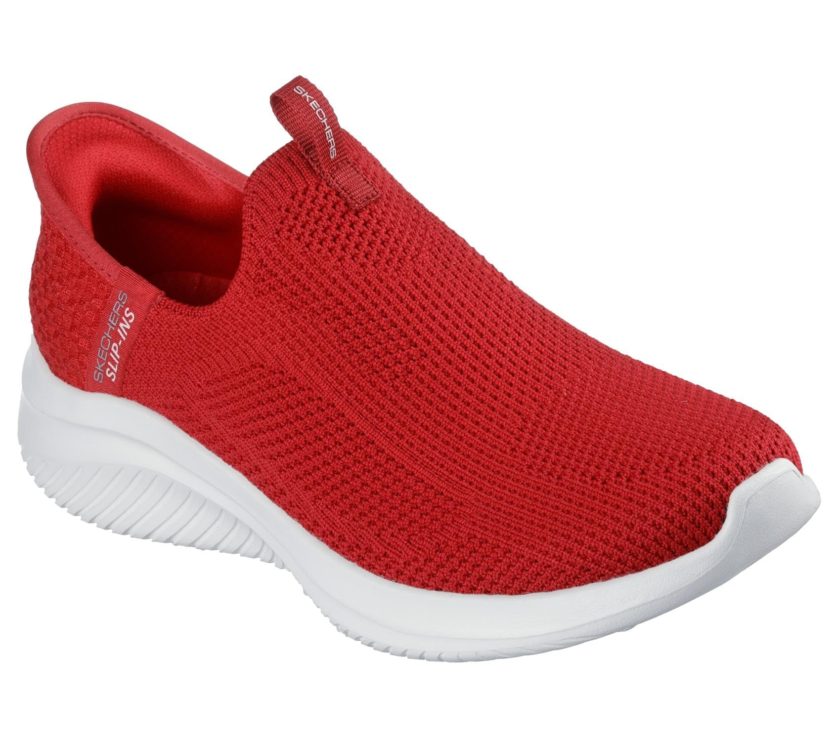 Skechers Women's Ultra Flex 3.0 Easy Win Slip-in Trainers, Red Knit/Trim, 4.5 UK