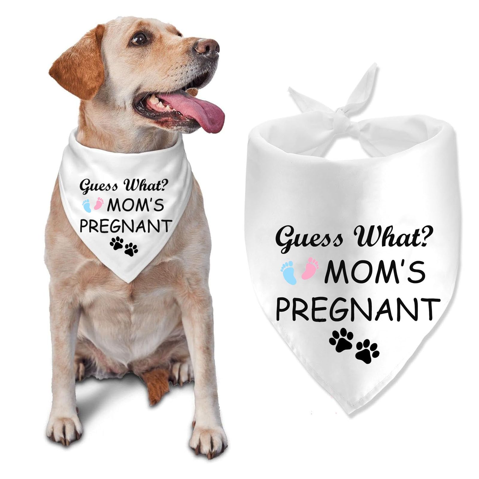 Guess What? Mom's Pregnant Baby Announcement Dog Bandana, Gender Reveal Baby Announcement Dog Bandana,Pet Scarf for Pets Daily Wear Photo Prop Party