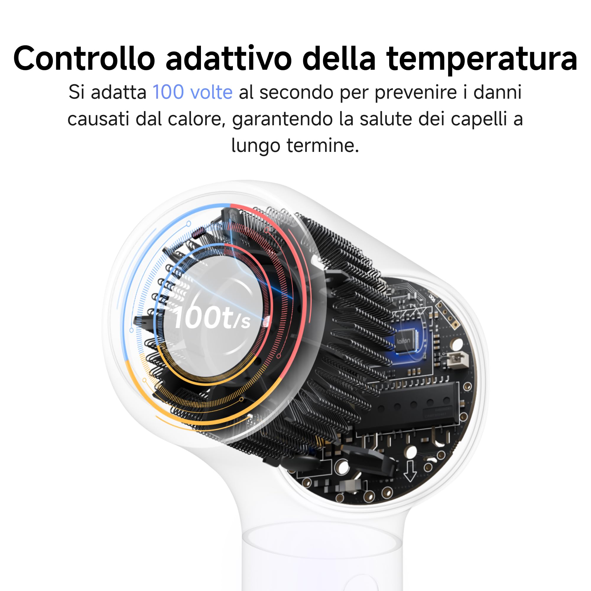 Laifen Neo Asciugacapelli ad Alta Velocità Con Motore Brushless da 110.000 Giri/Min, 200 Milioni di Ioni Negativi, Controllo Intelligente della Temperatura, 2 Ugelli Magnetici(Viola)