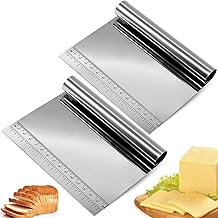 Paslanmaz &Ccedil;elik Hamur Kesici ve Kazıyıcı, &Ouml;l&ccedil;&uuml; Cetvelli, Ergonomik Silindir Saplı, &Ccedil;ok Ama&ccedil;lı Mutfak Aleti