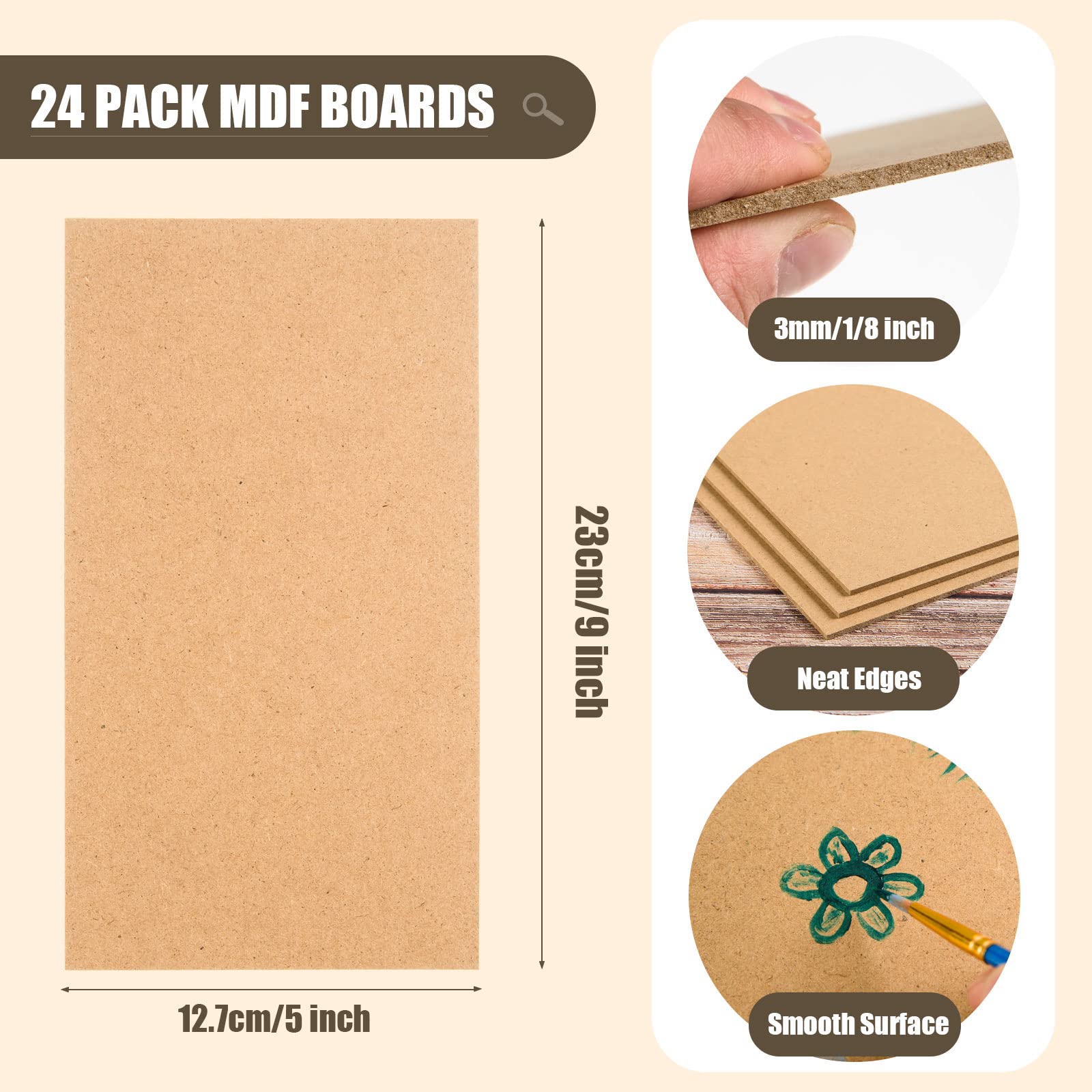 30 Paneles De Madera MDF A5 (3mm) - Perfectos Para Manualidades Y Corte Láser