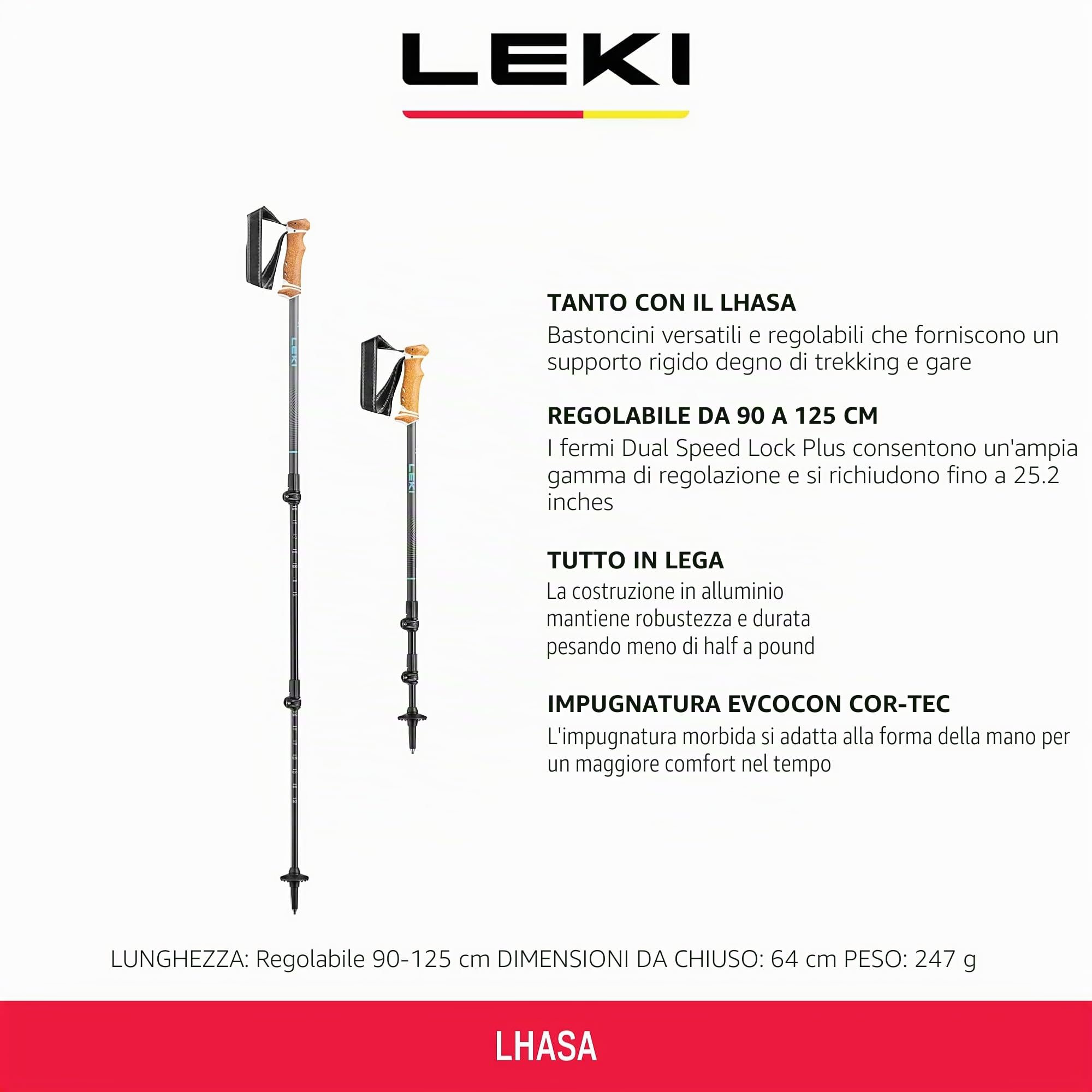 Leki Lhasa - Bastoncini da trekking da donna, colore: menta/antracite scuro/bianco