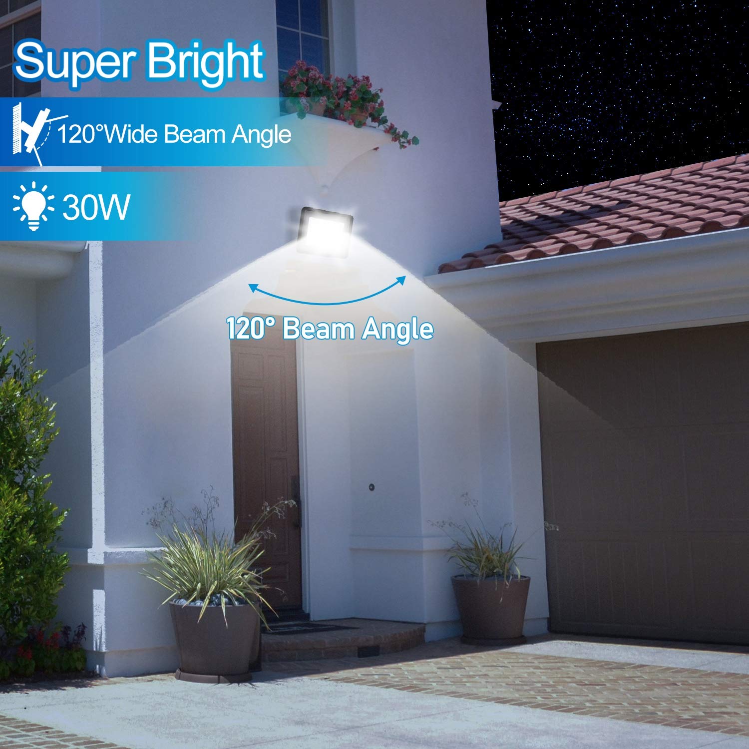 Herrselsam 10 Stücke30W LED Außenbeleuchtung Scheiwerfer, 6000K Kaltweiß Flutlicht, 2550LM Superhell Alu LED Strahler Außen, IP66 Wasserdicht Außenleuchte für Innen & Außen(kein Stecker)