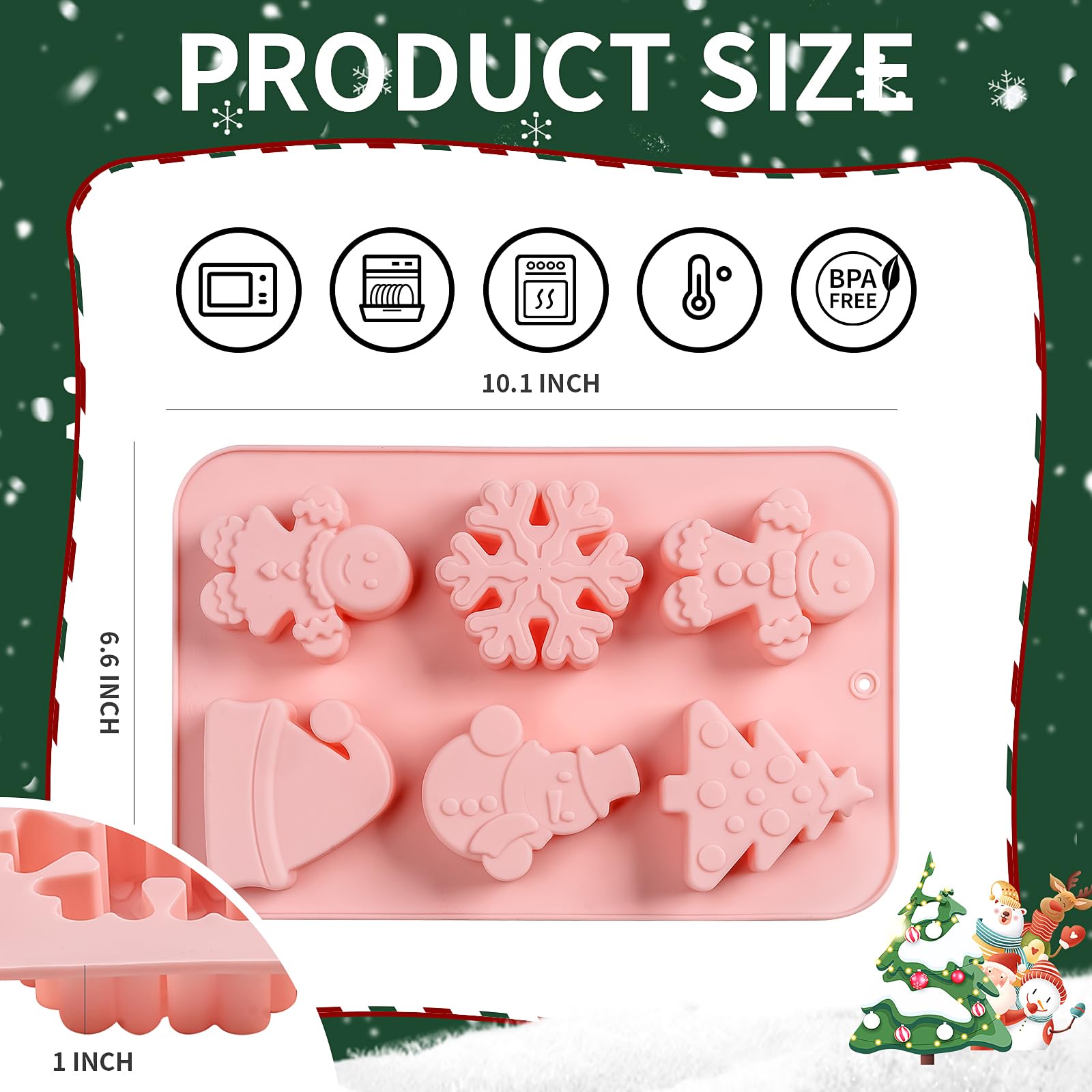 Weihnachts-Silikonformen Für Seife & Backen – 3-teilig Mit Weihnachtsmotiven | Lebensmittelecht & Hitzebeständig