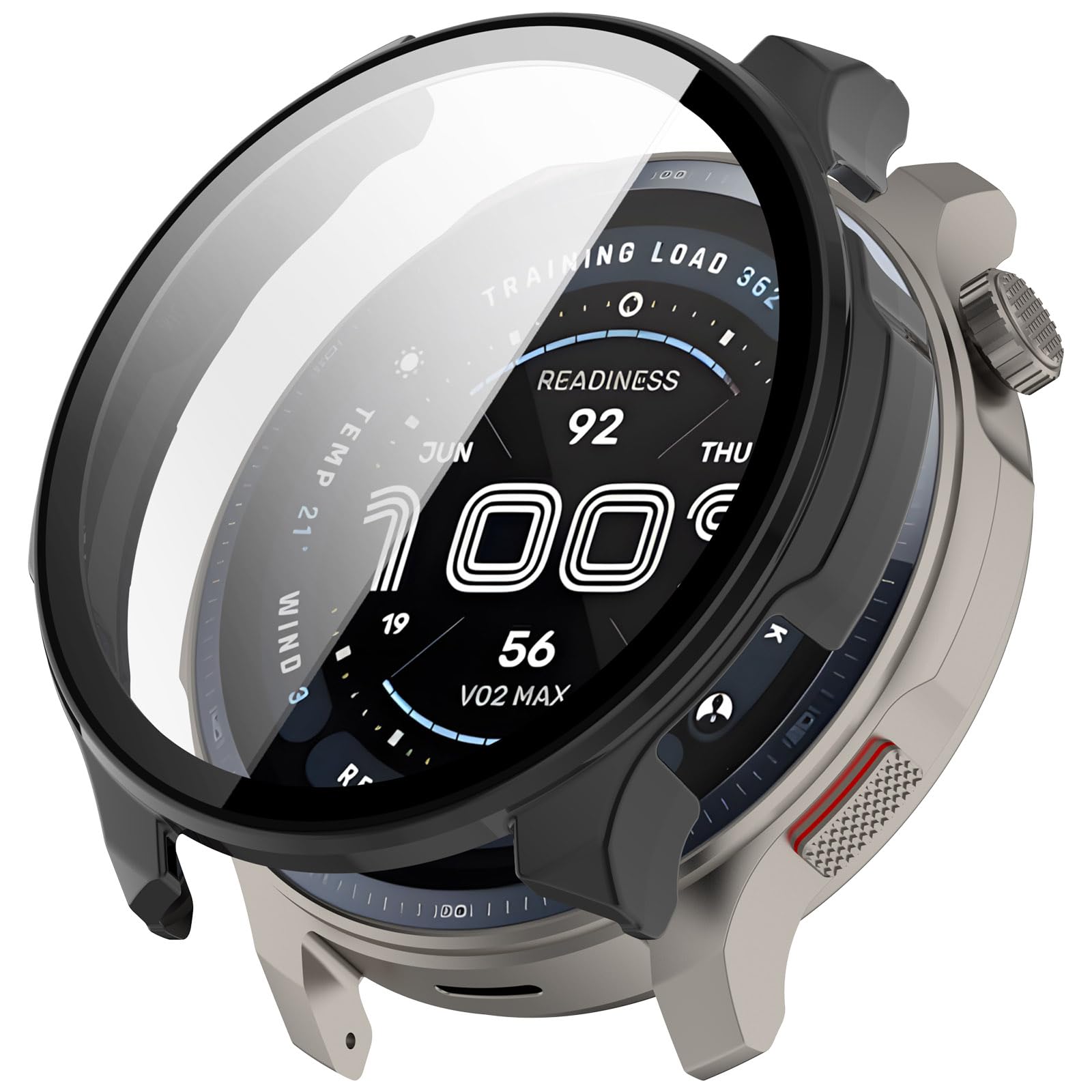 FTRONGRT Case Compatible with Amazfit Balance 2, PC + Screen Tempered Film, Anti-Scratch All-Inclusive Watch Case.Black