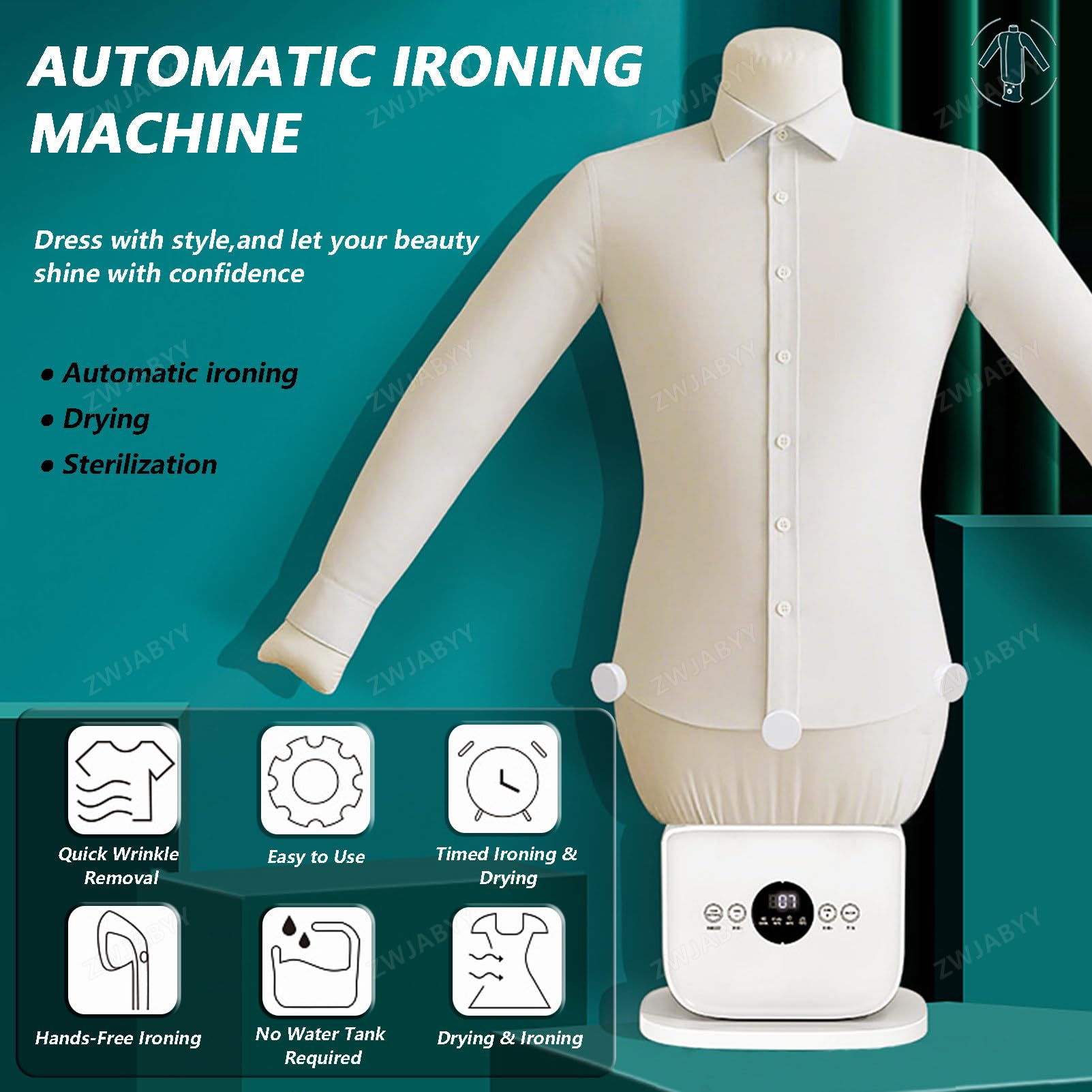 Automatischer Hemdenbügler|Ersetzt Bügeleisen, Bügelbrett, Dampfglätter und Steamer | Bügelgerät mit Bügelpuppe für Hemden, Blusen & Shirts | Innovativ & effizient A