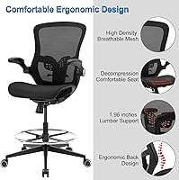 Vista 9 de Silla de dibujo de oficina, silla alta ergonómica de escritorio de oficina, silla de escritorio ajustable de pie, silla ejecutiva para computadora