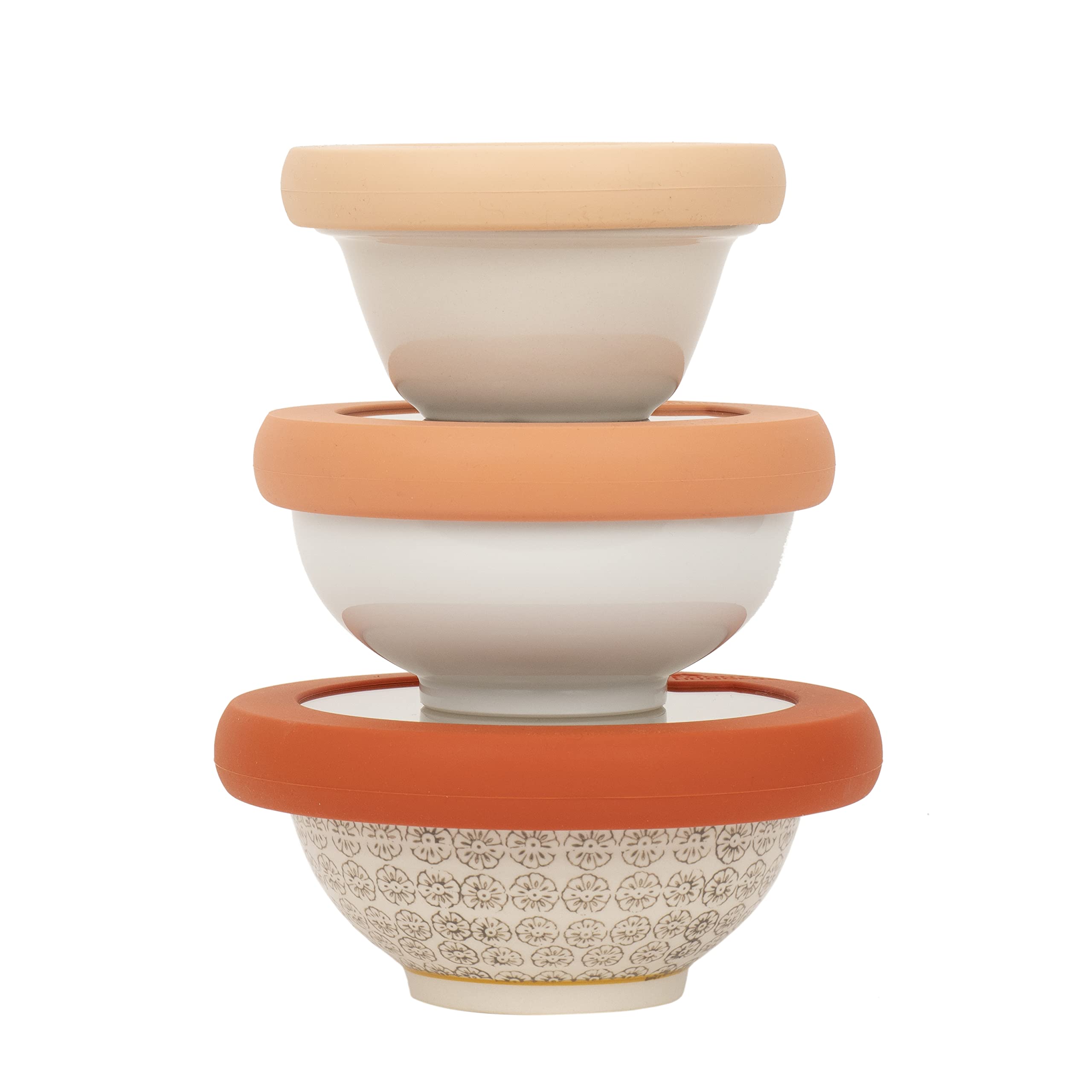 Replacement Lids for Glass Storage Containers by Food Huggers | Silicone & Glass Lids that Don’t Crack | Fits Most Round Container Brands & Bowls | 100% Plastic Free | 3 Lid Set (XS,S,M), Terracotta