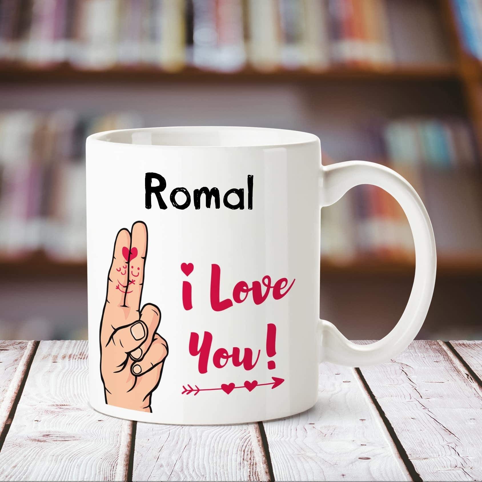 Huppme I Love You Romal Printed Personalized Coffee Mug, 350 ml, White