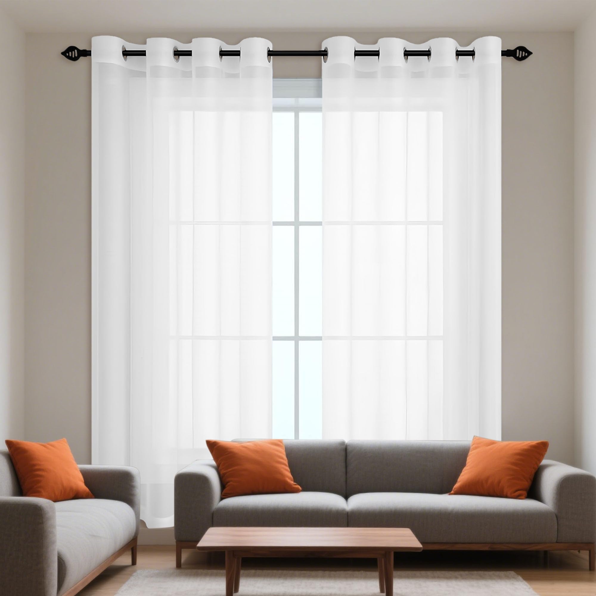 Rideau voile 220 x 160 cm blanc pour protéger des regards sans assombrir
