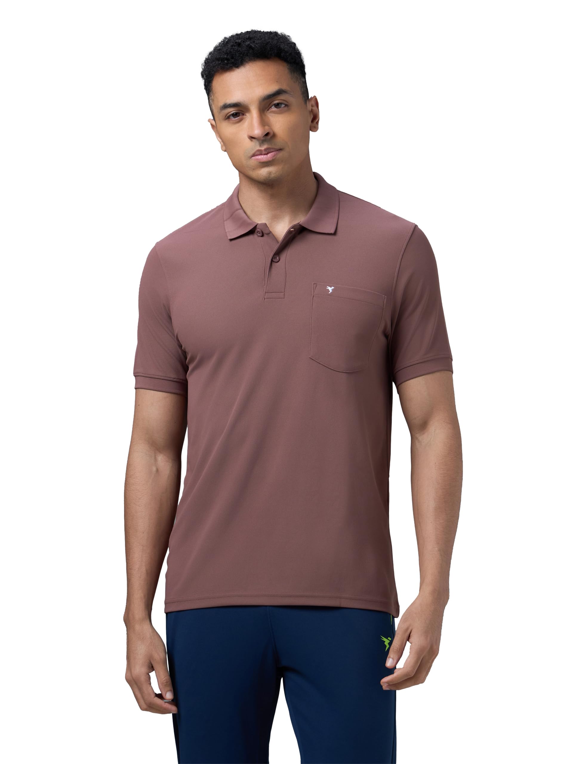 technosport Men's Solid Slim Fit Polo Collar T-Shirt MATPIQ Half Sleeve Button Polyester for Gym Running Workout UPF50+ Anti Odour-picture-34