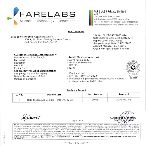 Miniatura 4 de ROOTED Active's Reishi - Extracto de hongos en polvo (60 cápsulas vegetales), certificado orgánico por USDA y la UE  30% beta-glucanos - verificado