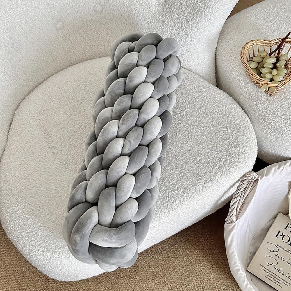 vctops Knot Pillow Handmade Knotted Decoration Throw Pillow Soft Cozy Velvet Lumbar Pillow for Sofa Couch Bedroom Living Room Decor (Black, 5.5"x16")