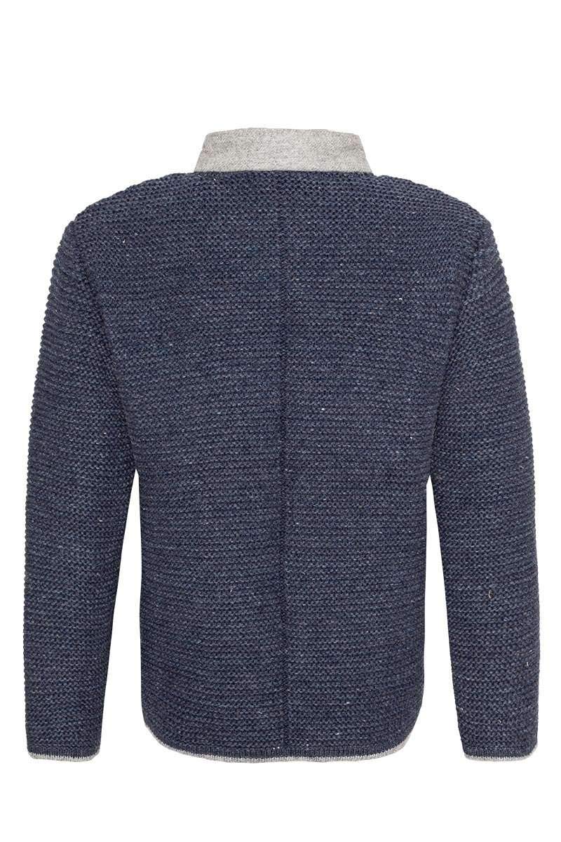 Isar-Trachten Jungen Kinder Strick-Jacke Jeansblau grau, Jeans, 92